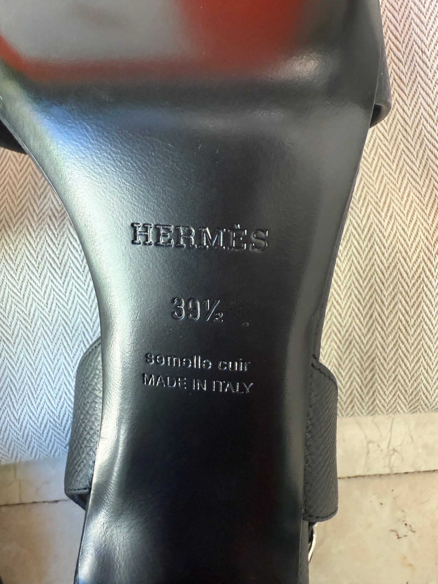 HERMES ETERNITE 80 SANDALS BLACK NOIR EPSOM HIGH HEELS SLINGBACK SHOES