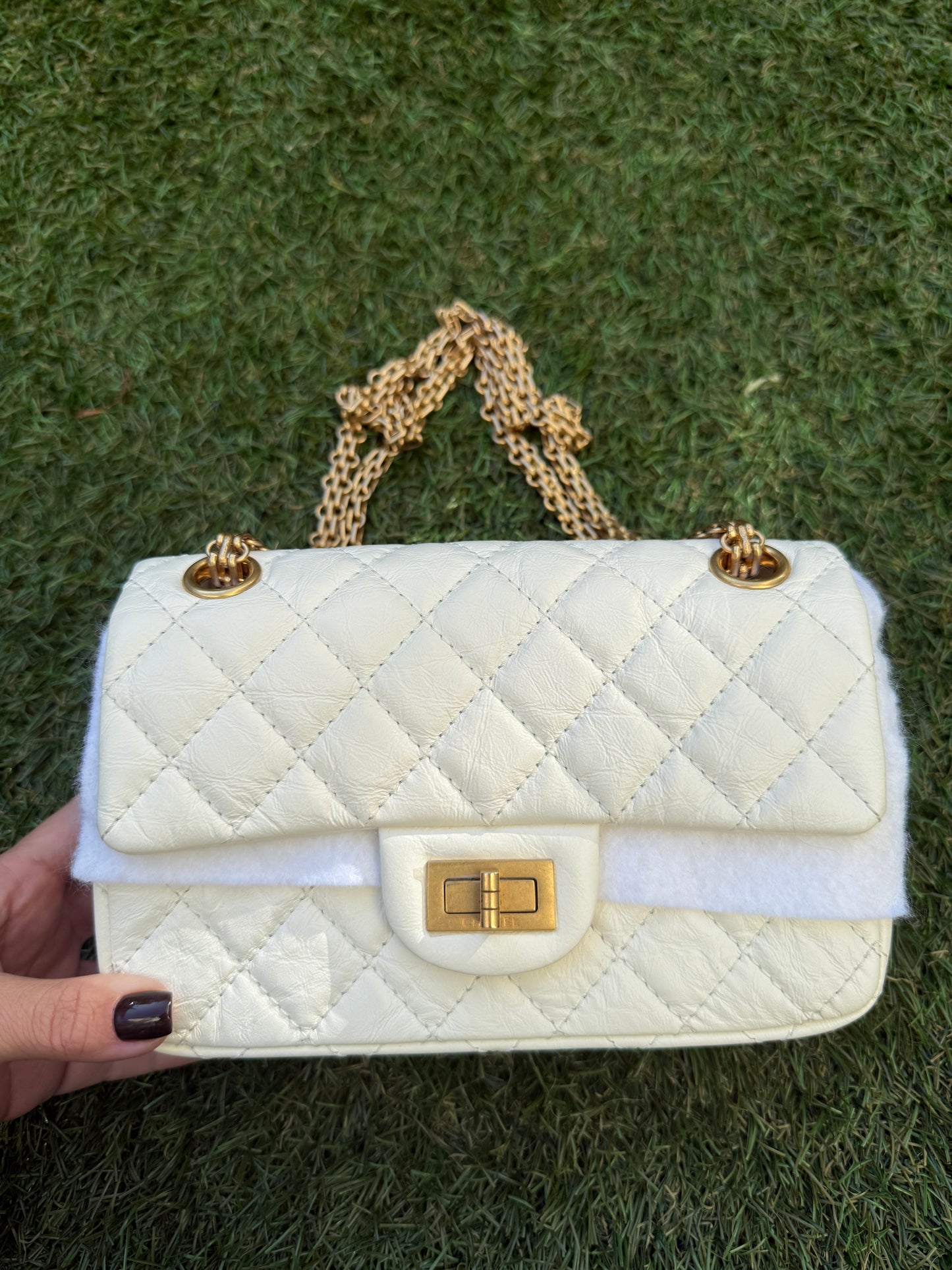 CHANEL 2.55 REISSUE MINI RECTANGULAR FLAP BAG NAVY QUILTED CALFSKIN LEATHER GHW