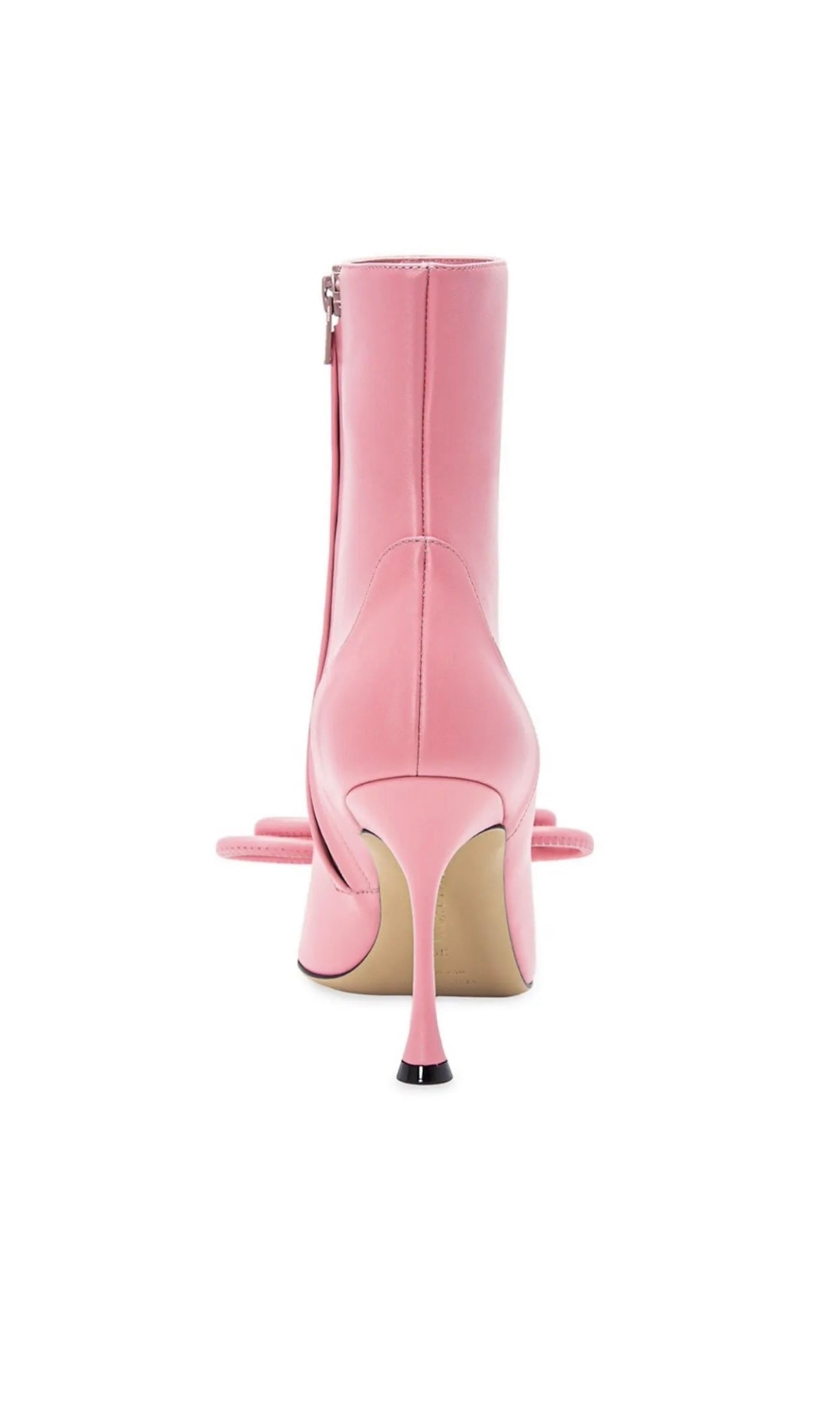 Mach & Mach Double Bow Pink Leather Pointed Toe Boots Booties