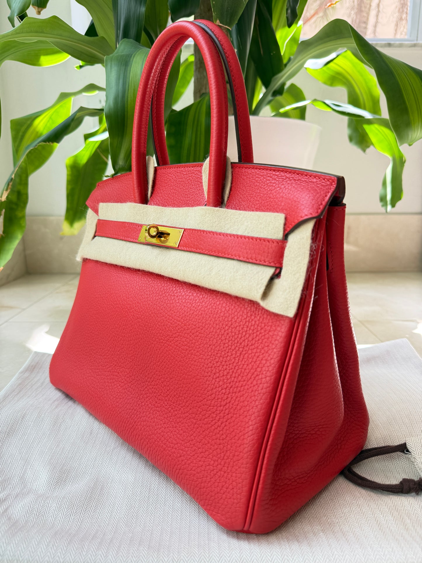 Hermès Birkin 30 Rouge Tomate Red Togo Leather GHW X Stamp Handbag Bag Pre-Owned