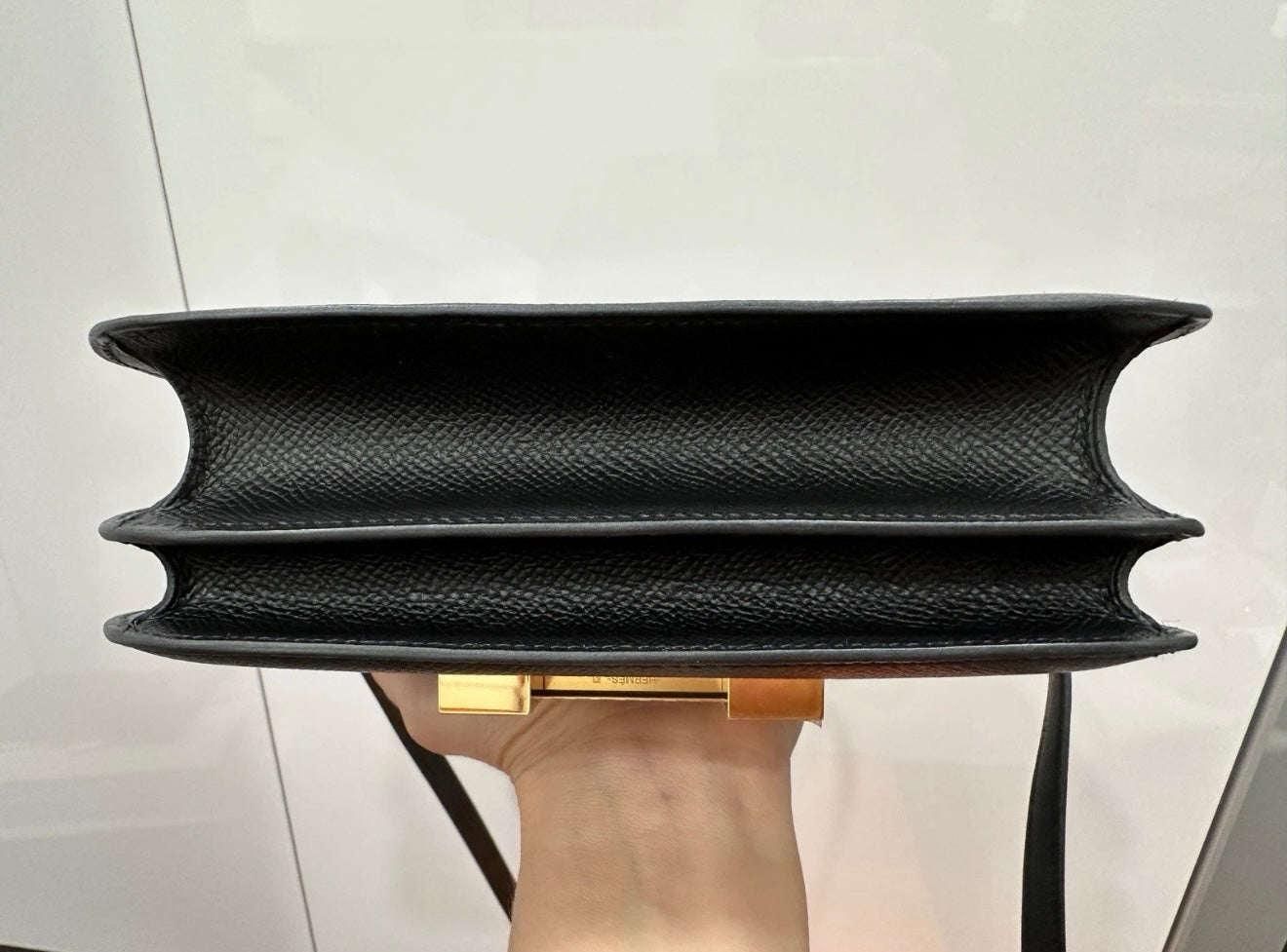 Hermes Constance 18 Mini Black Noir Epsom Leather Gold Hardware GHW Flap Shoulder Cross Body Bag Purse