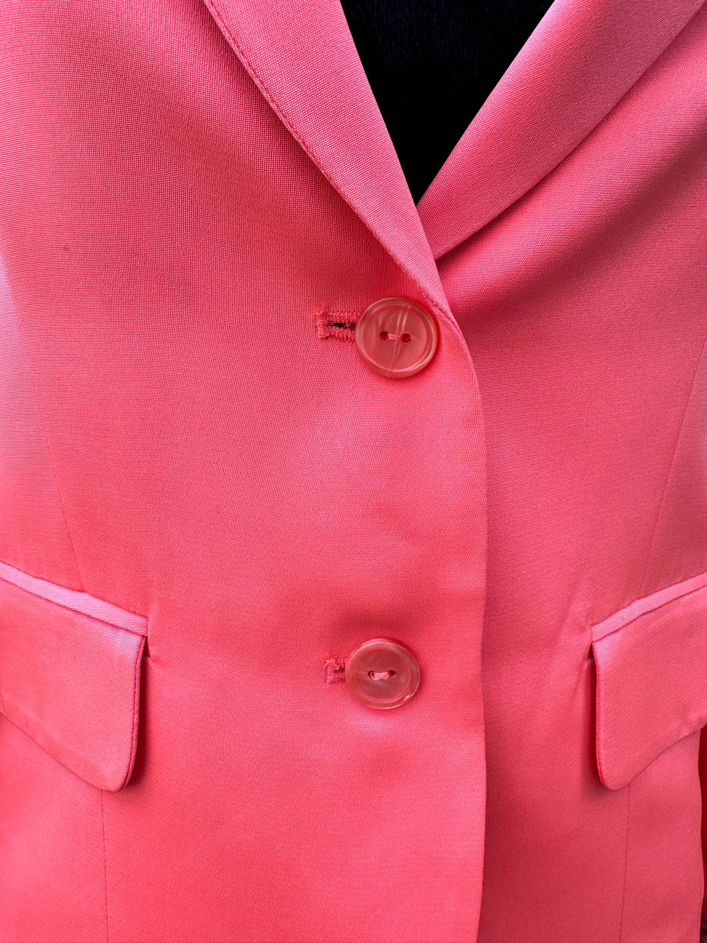 Parker Pink Salmon Coral Collared Slim Short Silk Blazer Jacket Pre-Owned