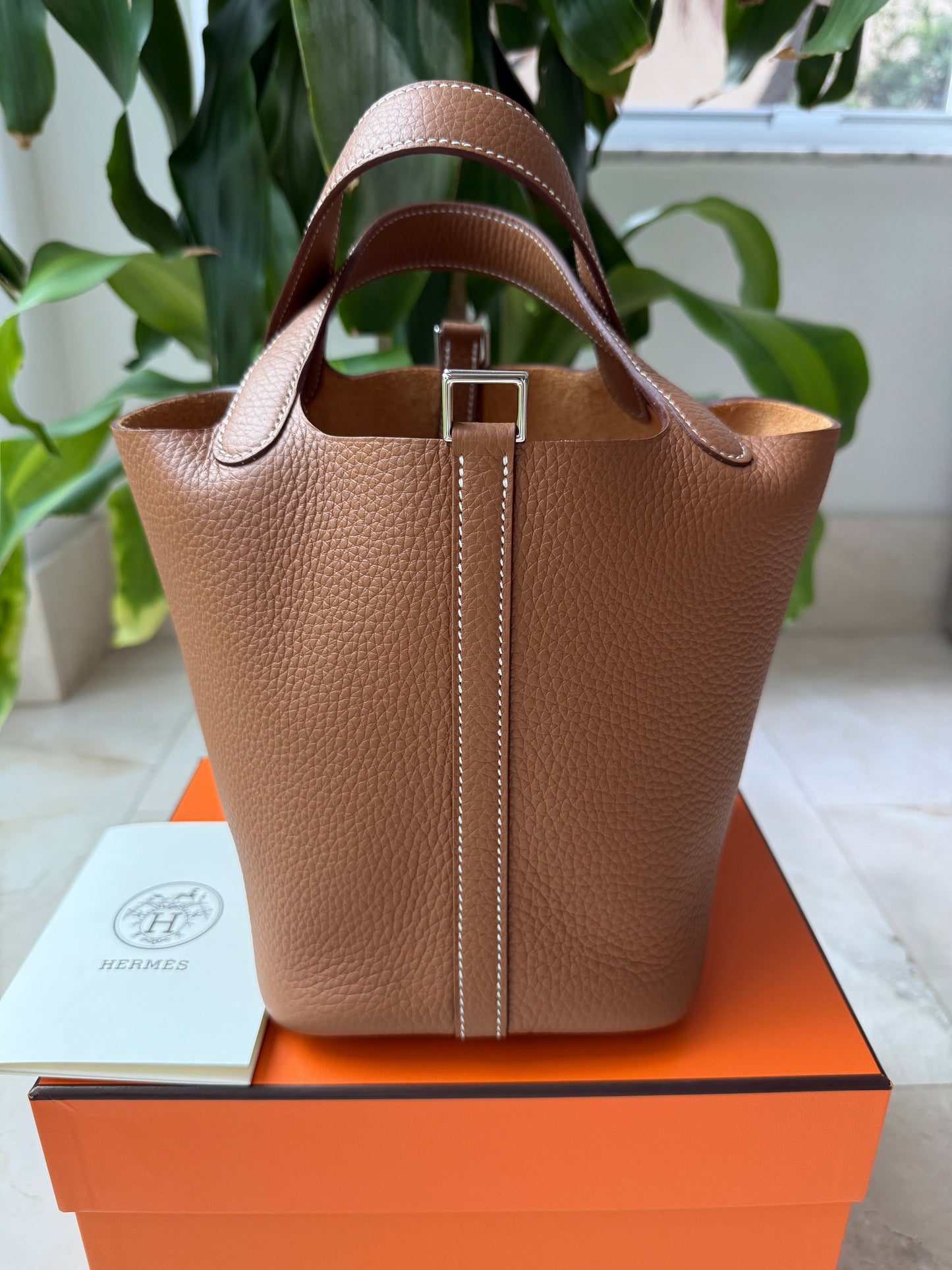 Hermès Picotin Lock 18 Gold Brown Clemence Palladium Hardware Bag Handbag