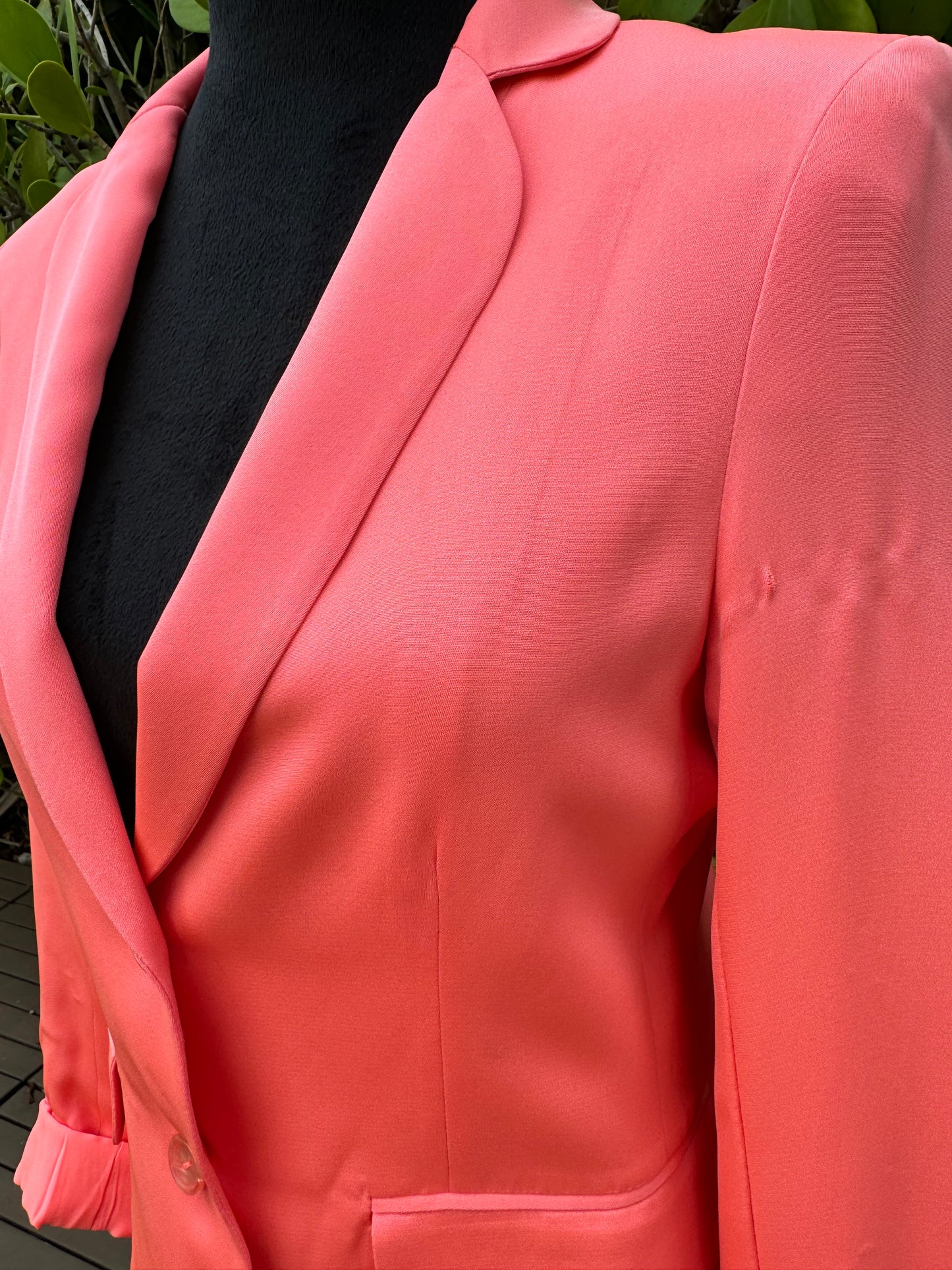 Parker Pink Salmon Coral Collared Slim Short Silk Blazer Jacket Pre-Owned
