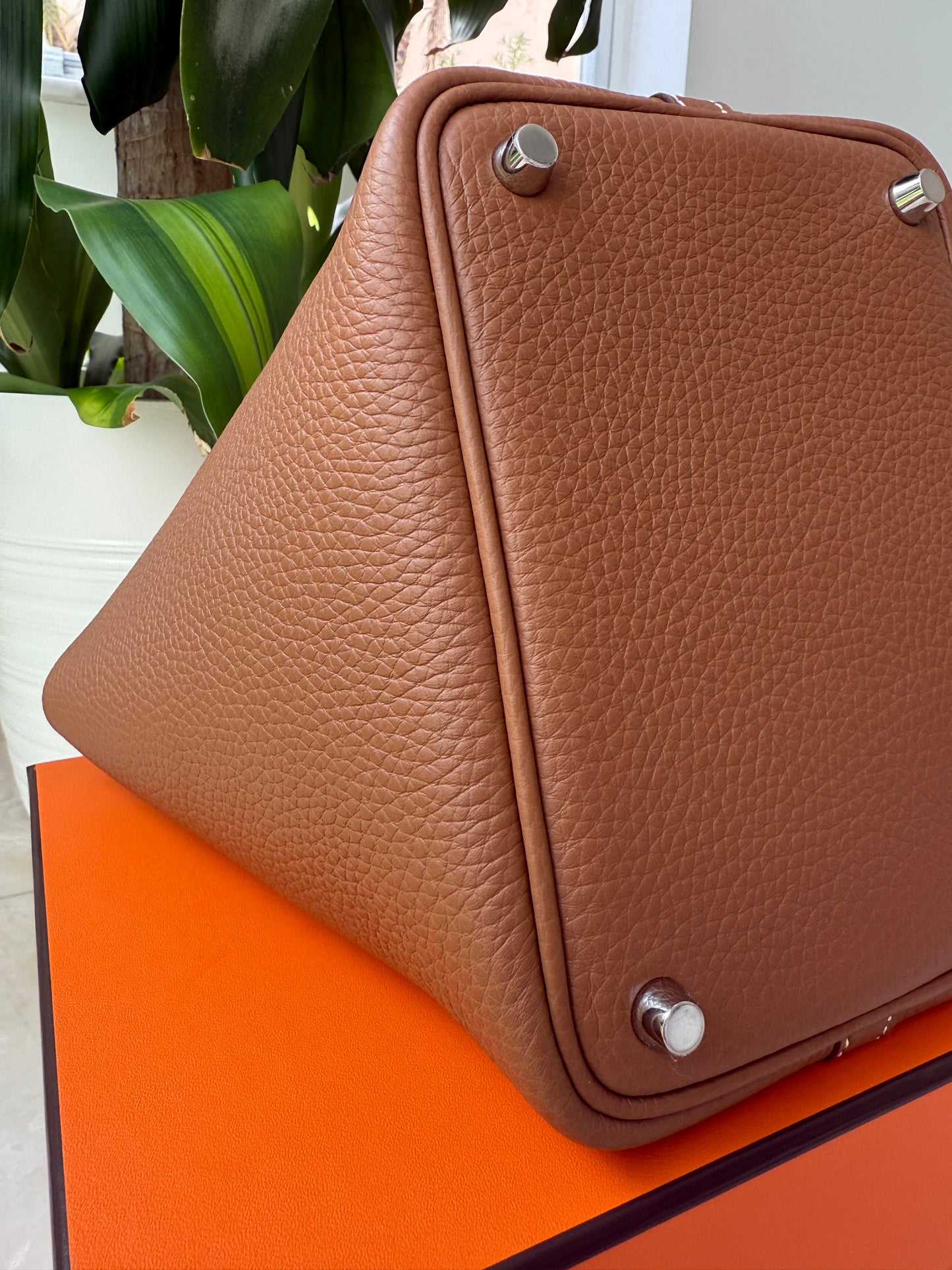 Hermès Picotin Lock 18 Gold Brown Clemence Palladium Hardware Bag Handbag