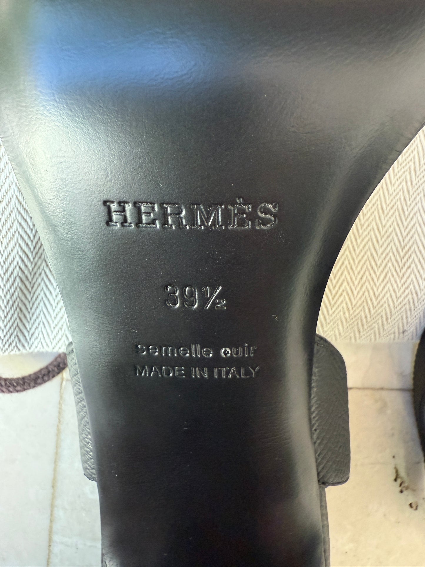 HERMES ETERNITE 80 SANDALS BLACK NOIR EPSOM HIGH HEELS SLINGBACK SHOES