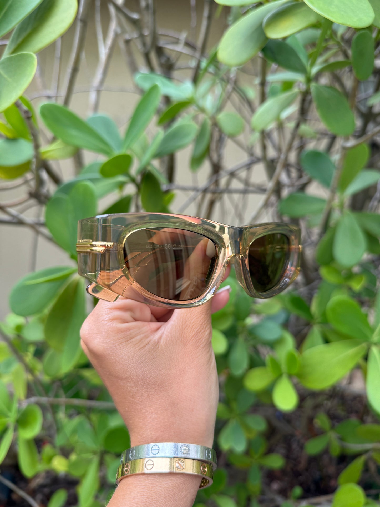 Bottega Veneta BV1144S 003 51 mm Oval Cat Eye Brown Bronze Sunglasses