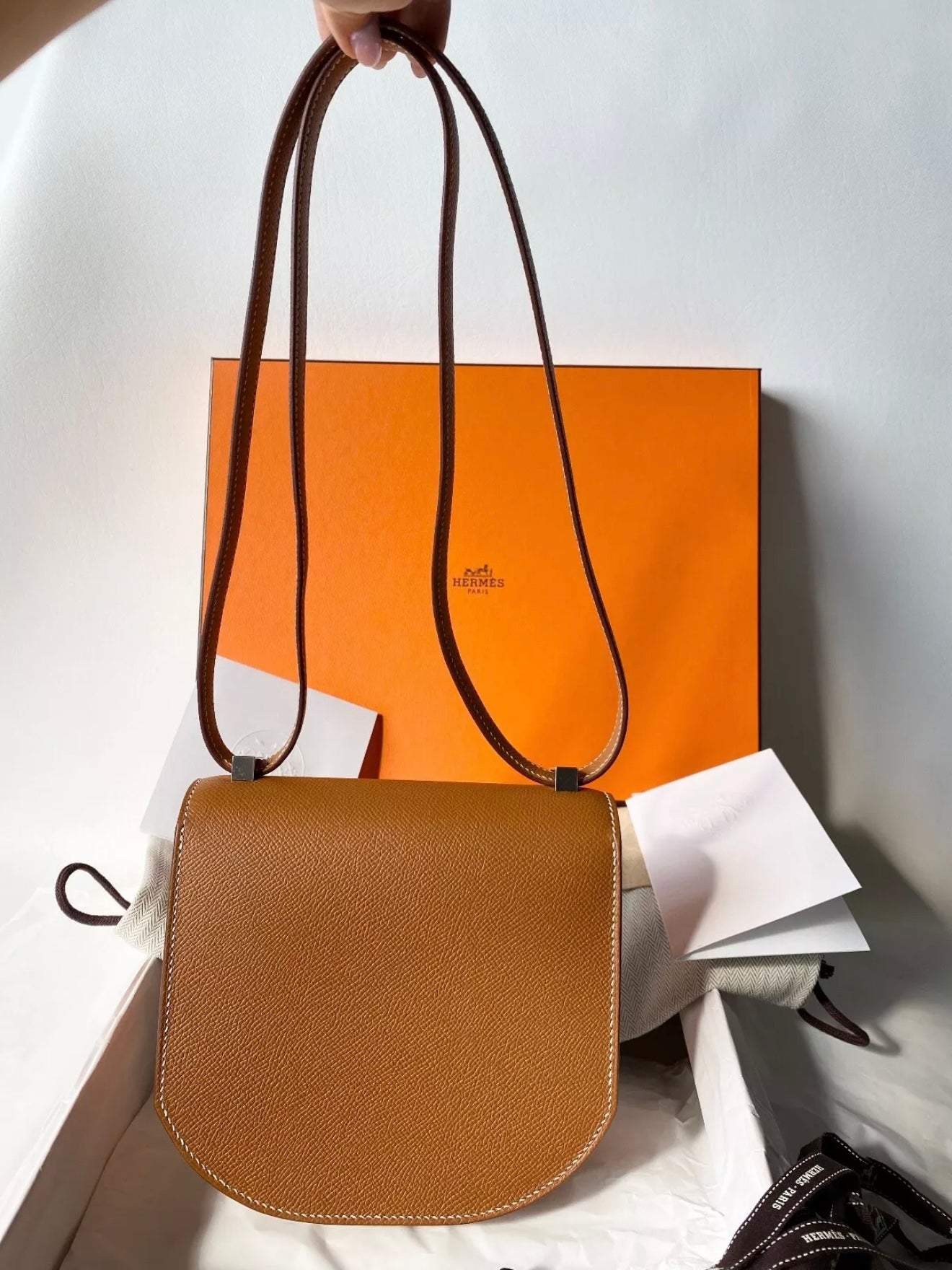 HERMES Mosaique Gold Epsom Leather Mini Bag 18 MINI SIZE PHW