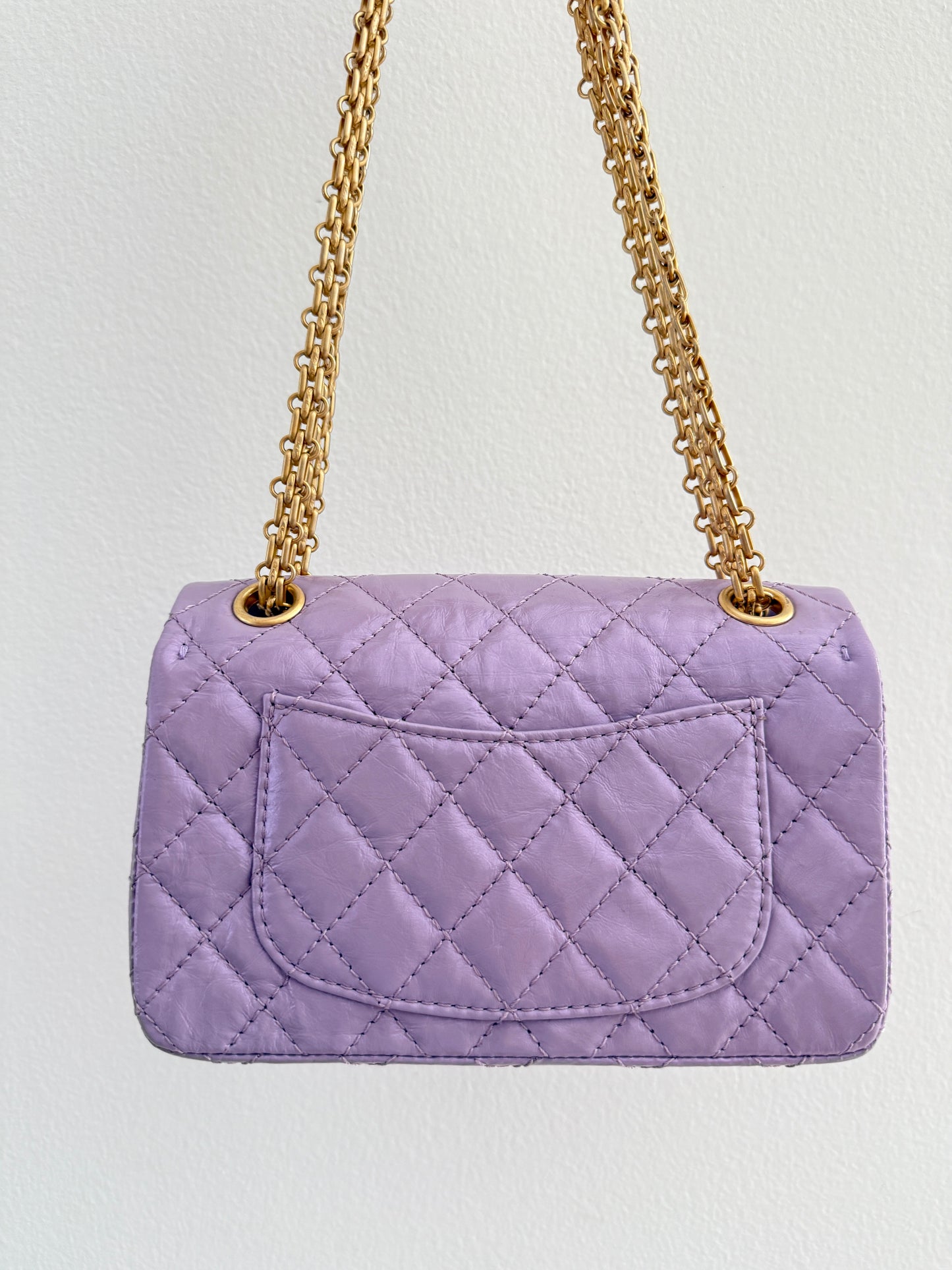CHANEL MINI REISSUE 2.55 LAVENDER LILAC CALFSKIN LEATHER BAG GHW