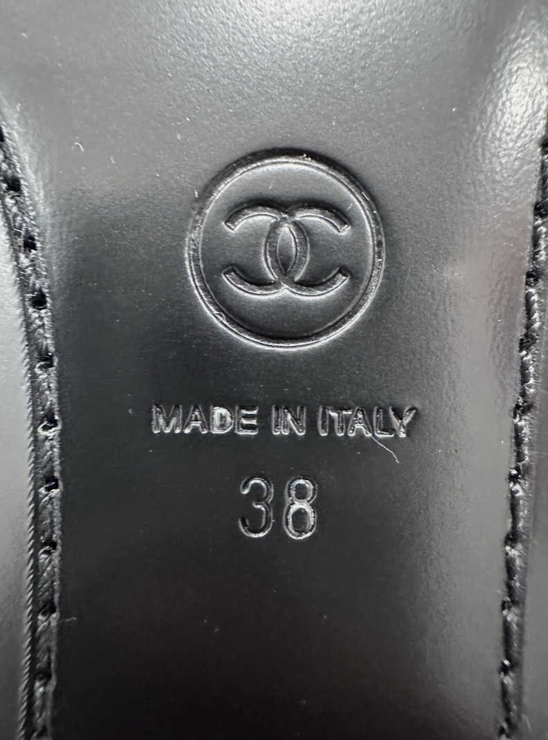 CHANEL F/W 2026 BLACK SHINY CALFSKIN LEATHER MULE LOAFERS SQUARE TOE BLAZY MULES SLIDES