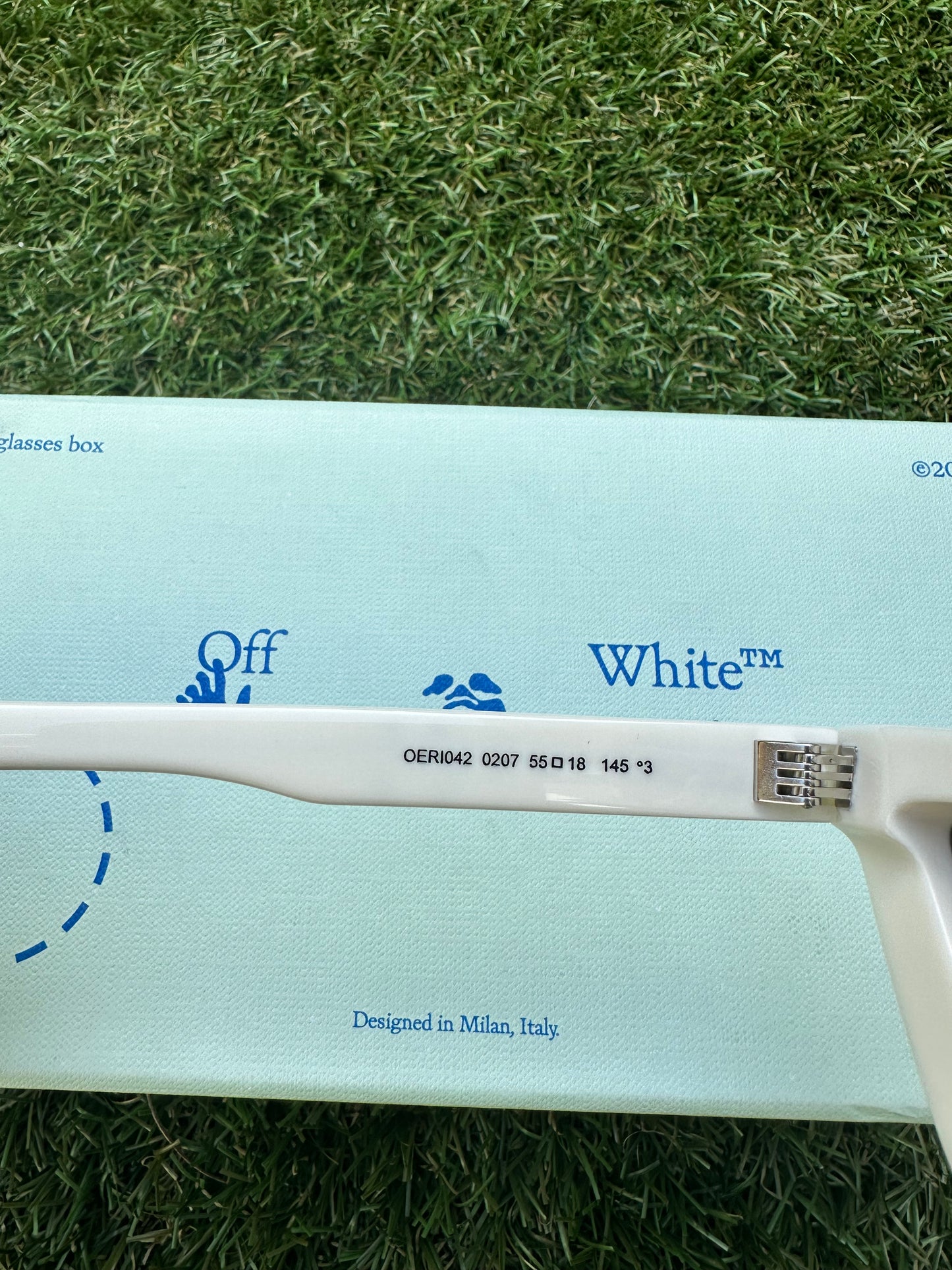 Off-White Artemisia 55MM Cat Eye White Dark Gray Tinted Sunglasses