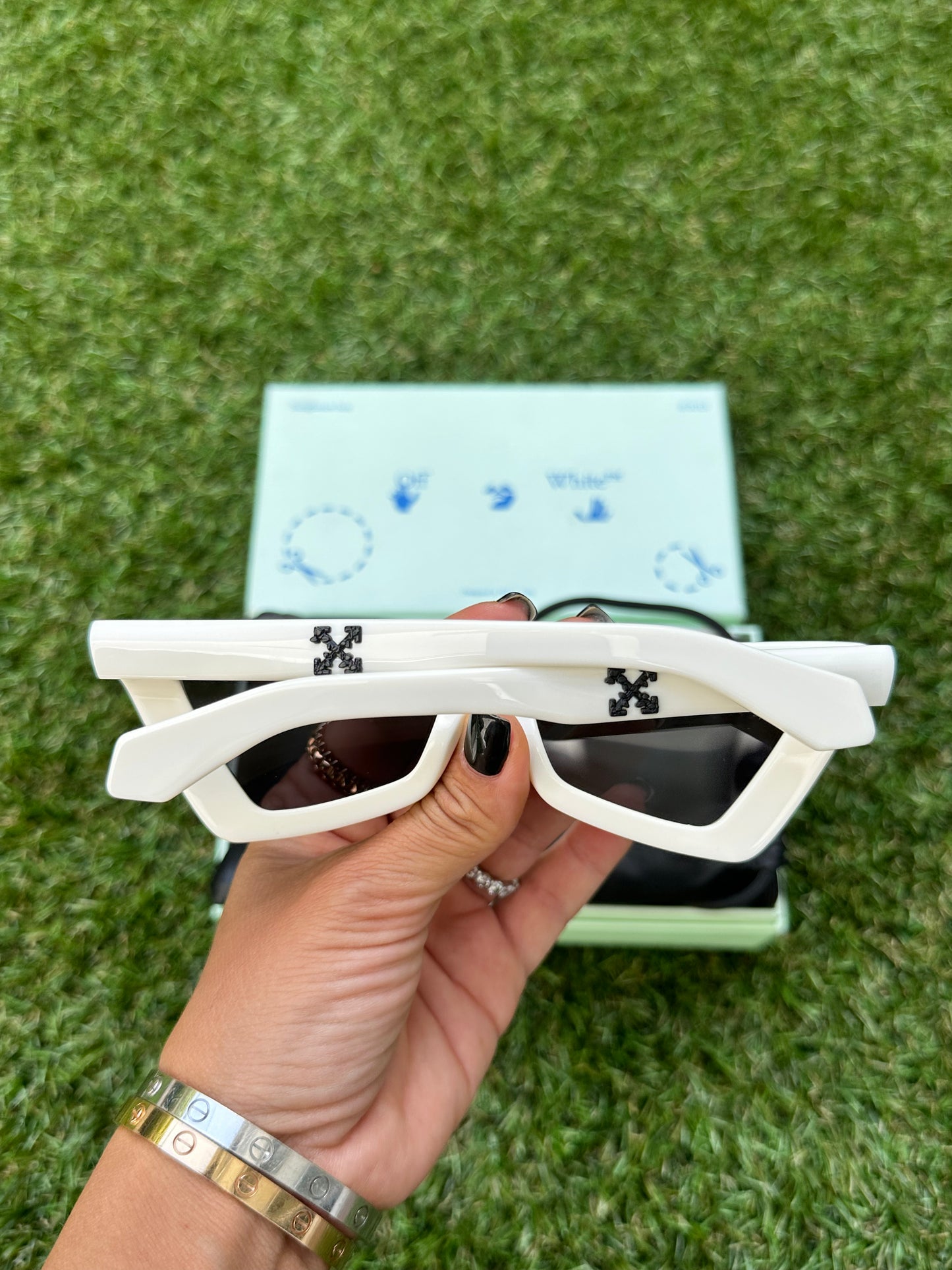 Off-White Artemisia 55MM Cat Eye White Dark Gray Tinted Sunglasses