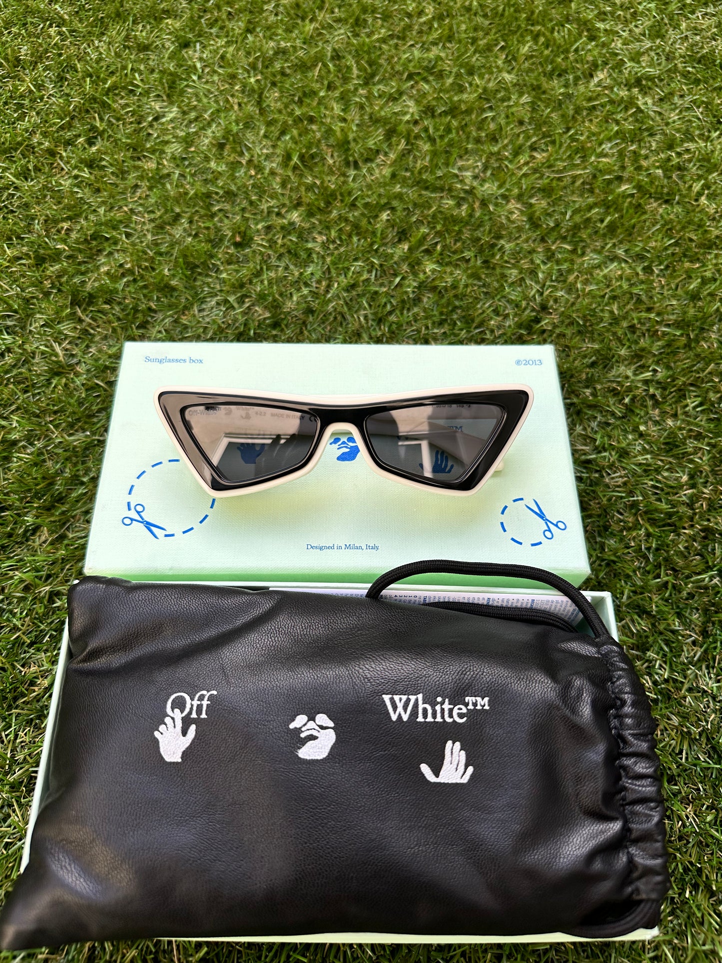 Off-White Artemisia 55MM Cat Eye White Dark Gray Tinted Sunglasses