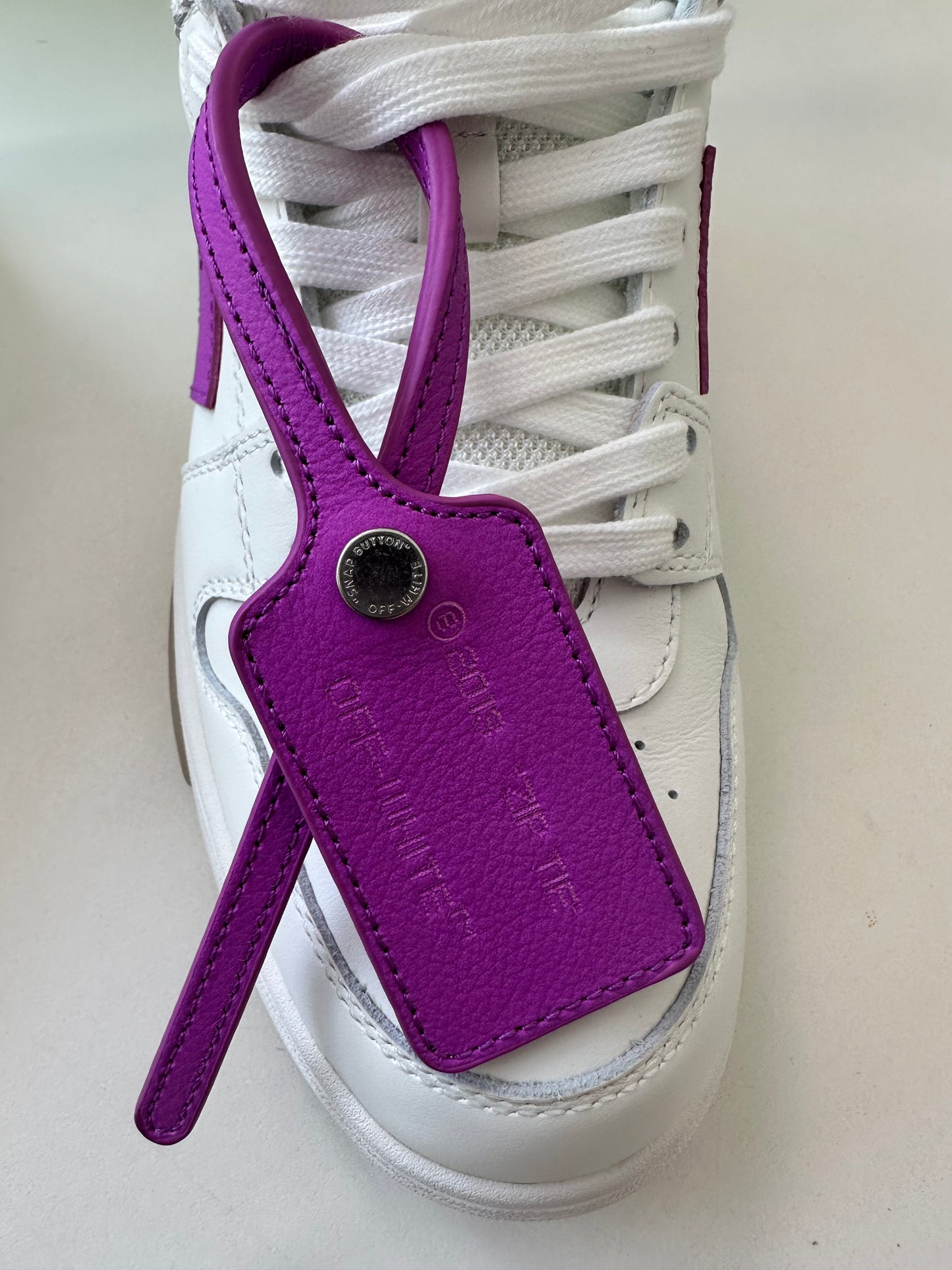 Off-White Out Of Office Arrow Calfskin White Purple Fuchsia Sneakers