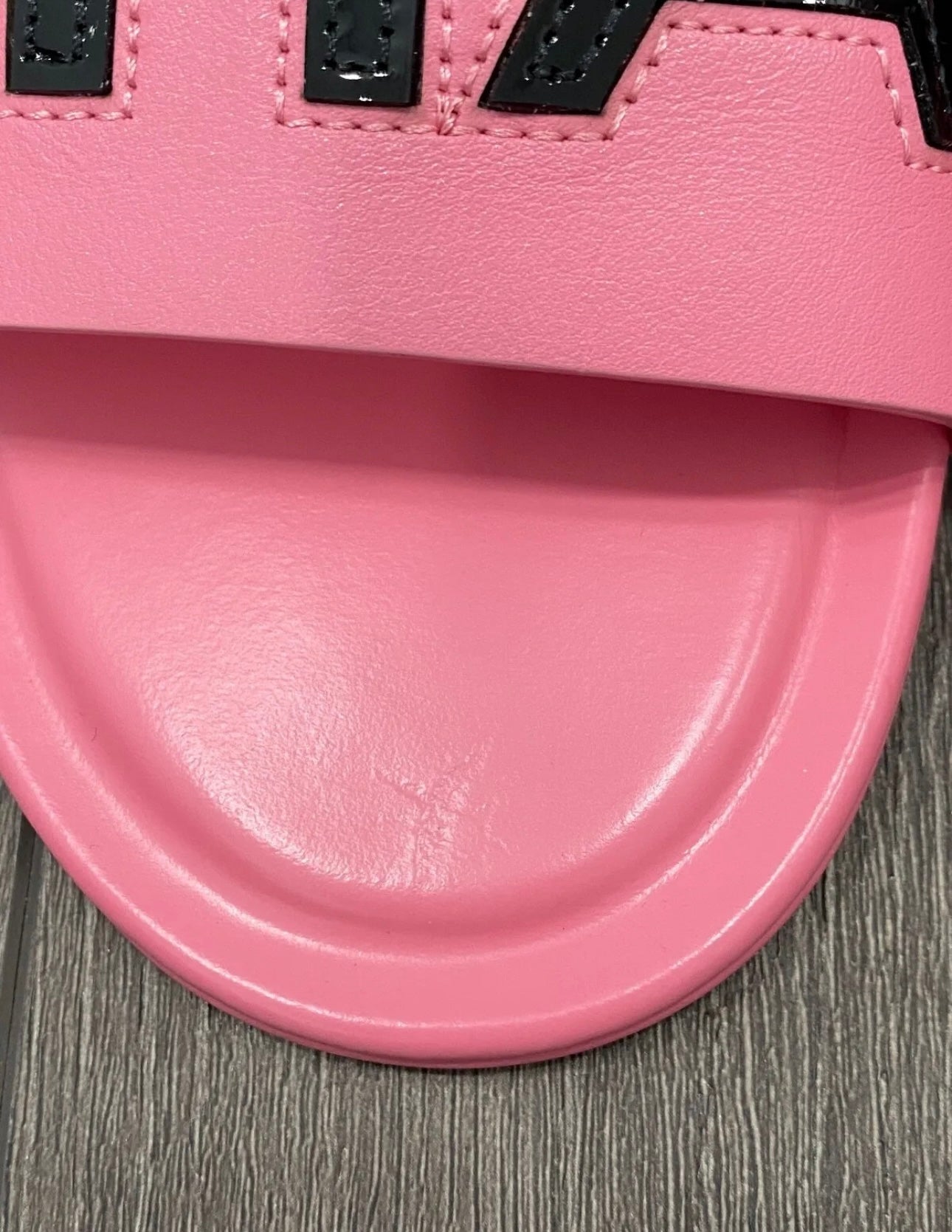 CHANEL CHA NEL LOGO PINK LEATHER FLAT SHOES SLIDES MULES