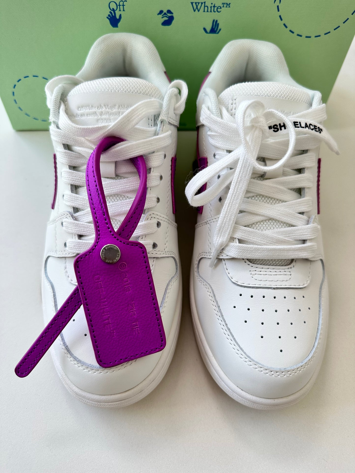 Off-White Out Of Office Arrow Calfskin White Purple Fuchsia Sneakers