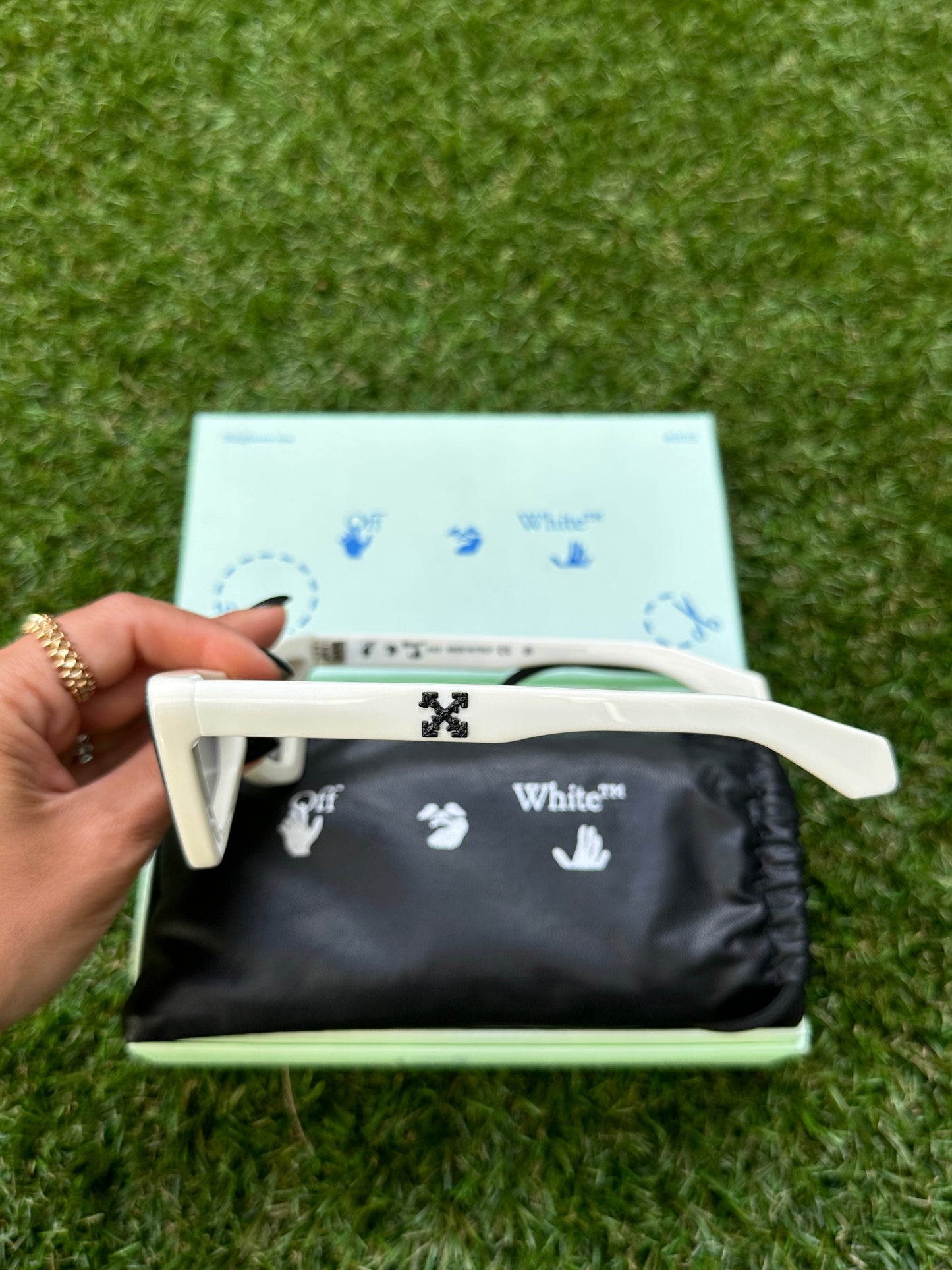 Off-White Artemisia 55MM Cat Eye White Dark Gray Tinted Sunglasses