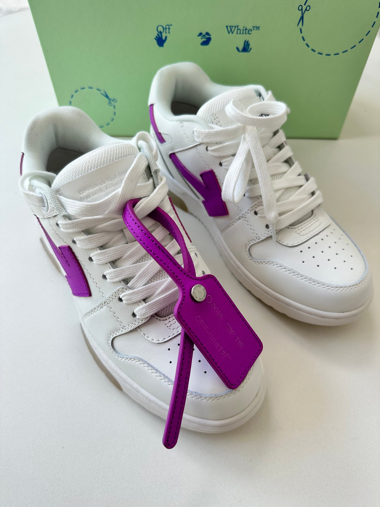 Off-White Out Of Office Arrow Calfskin White Purple Fuchsia Sneakers