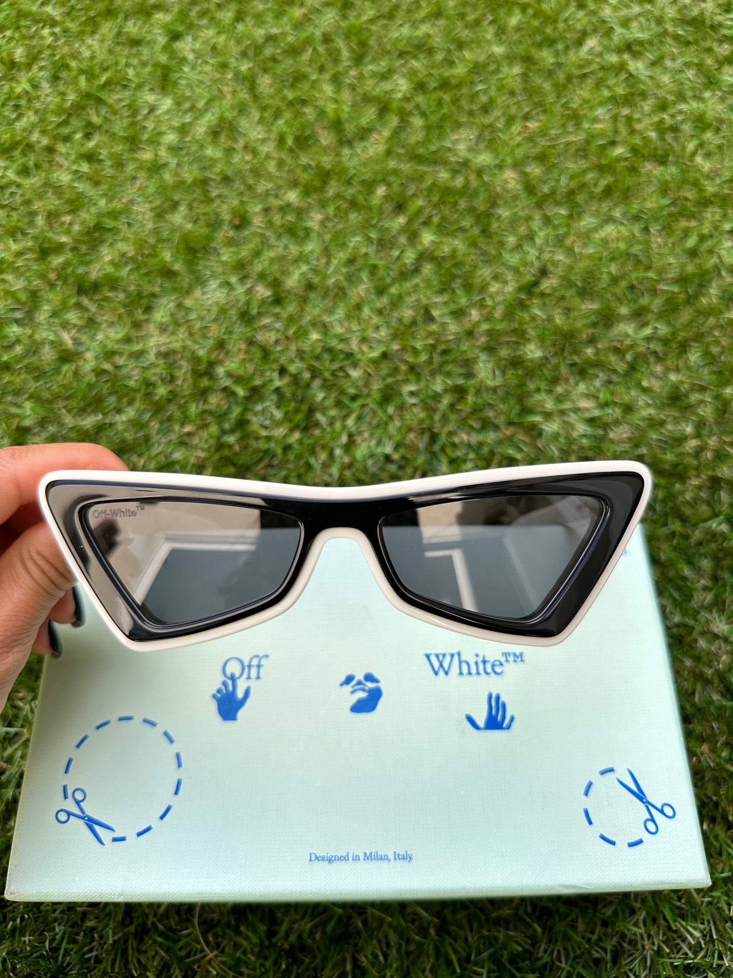 Off-White Artemisia 55MM Cat Eye White Dark Gray Tinted Sunglasses