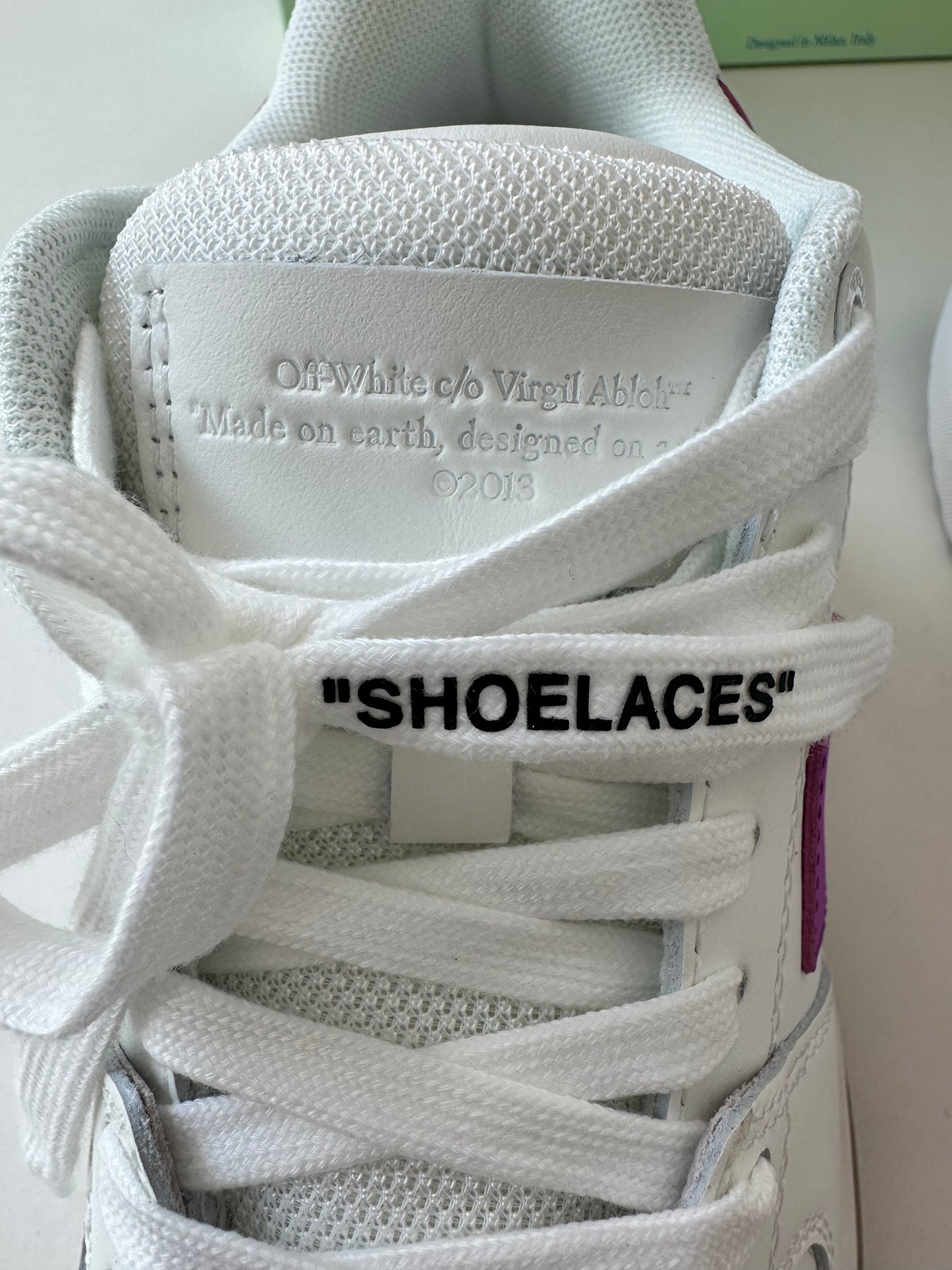 Off-White Out Of Office Arrow Calfskin White Purple Fuchsia Sneakers