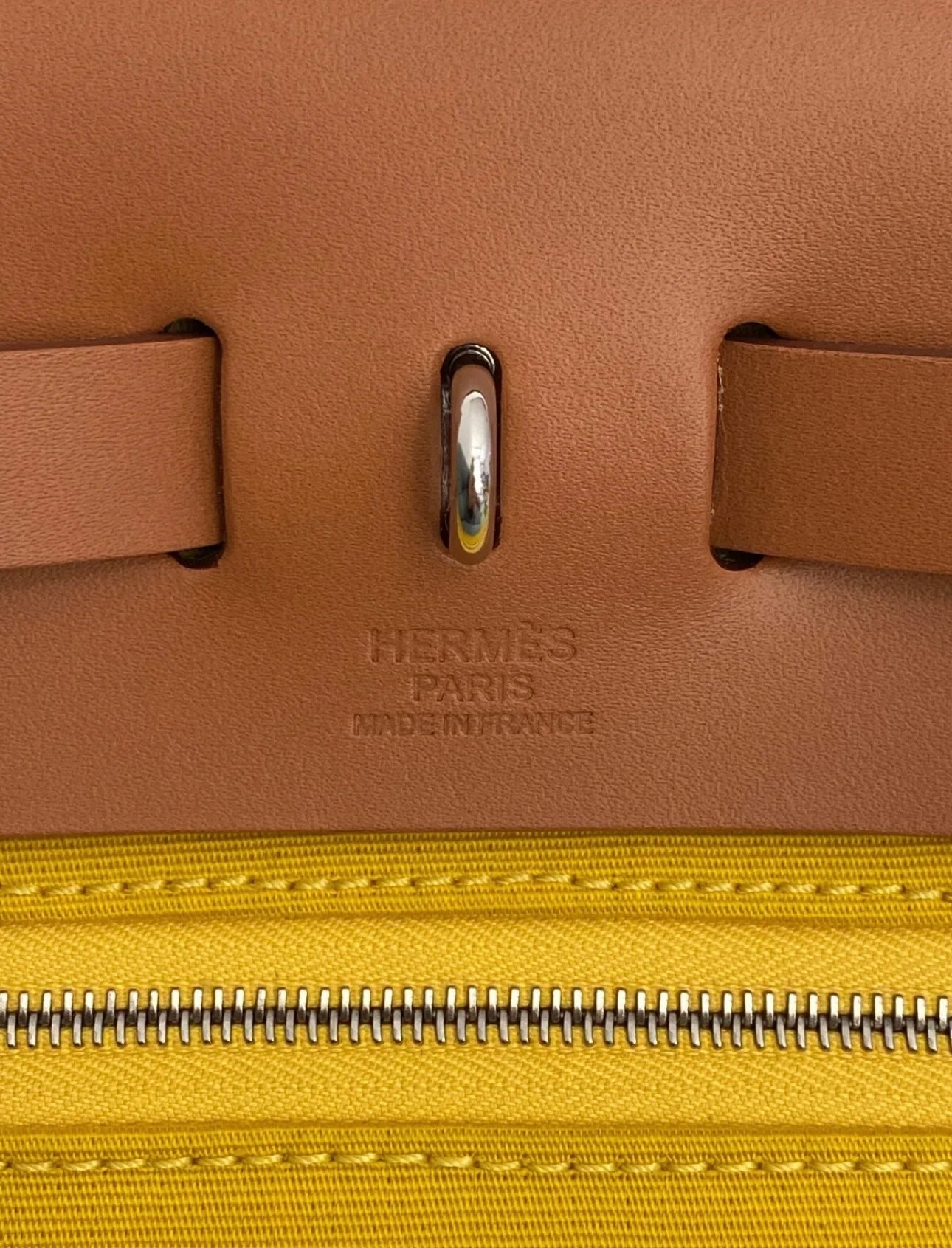 Hermès HERBAG 31 YELLOW JAUNE DE NAPLES CANVAS NATUREL LEATHER BAG Palladium HW