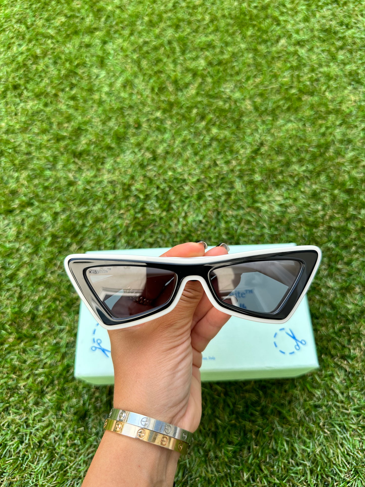 Off-White Artemisia 55MM Cat Eye White Dark Gray Tinted Sunglasses