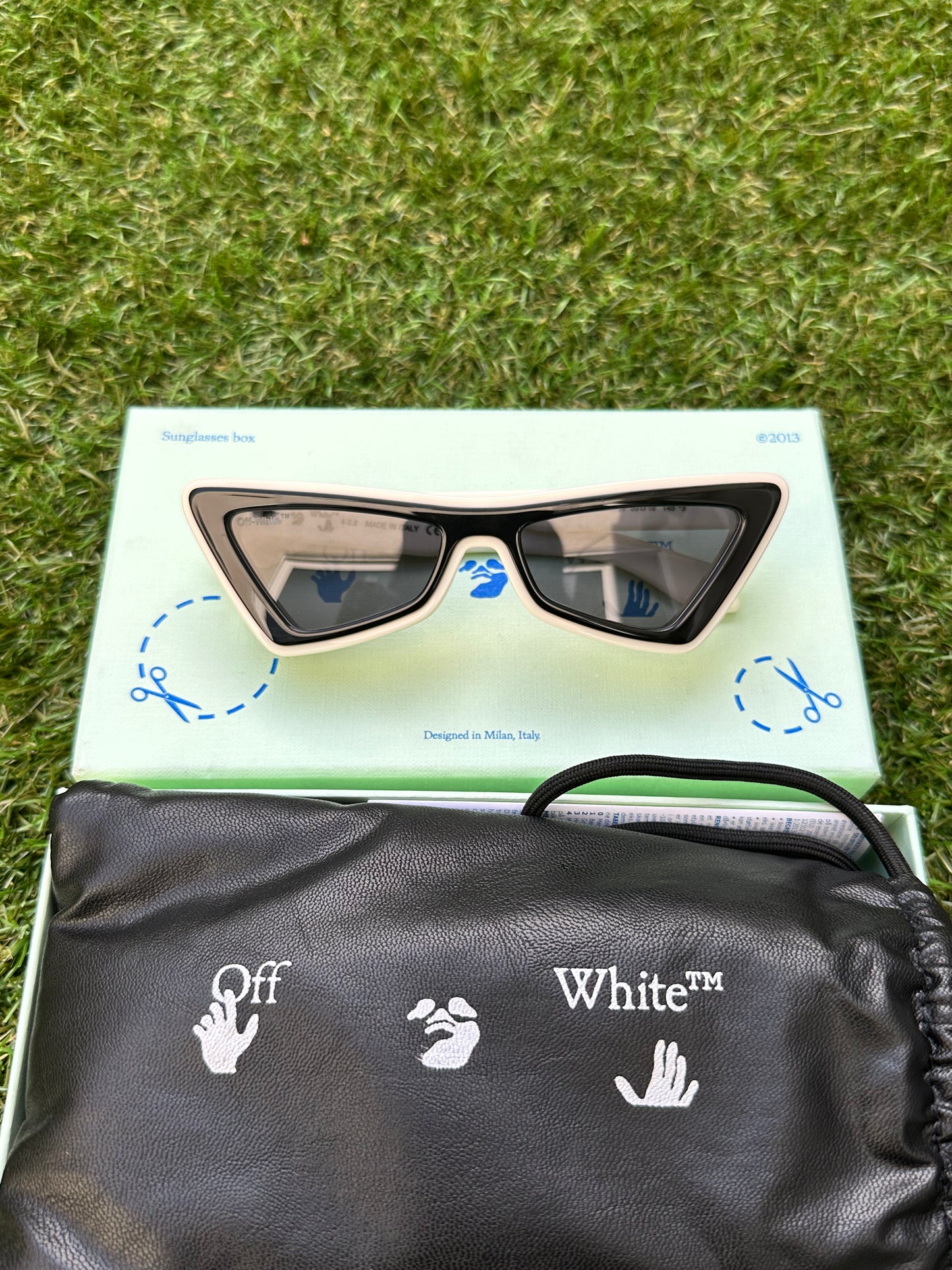 Off-White Artemisia 55MM Cat Eye White Dark Gray Tinted Sunglasses