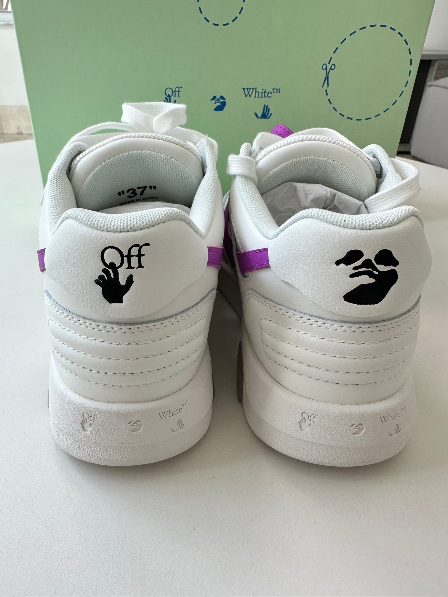 Off-White Out Of Office Arrow Calfskin White Purple Fuchsia Sneakers