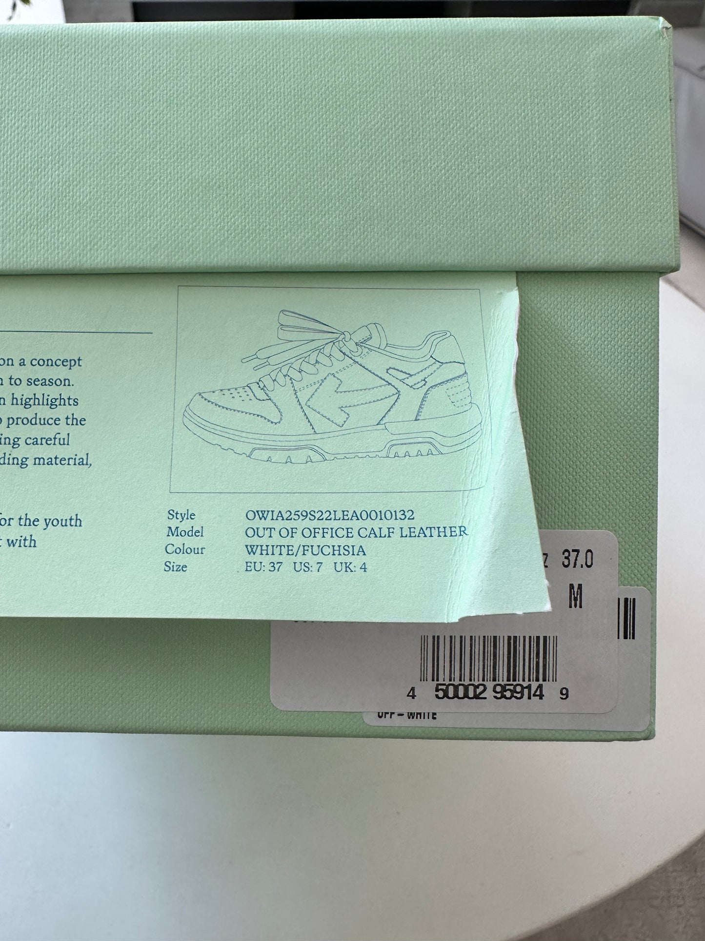 Off-White Out Of Office Arrow Calfskin White Purple Fuchsia Sneakers