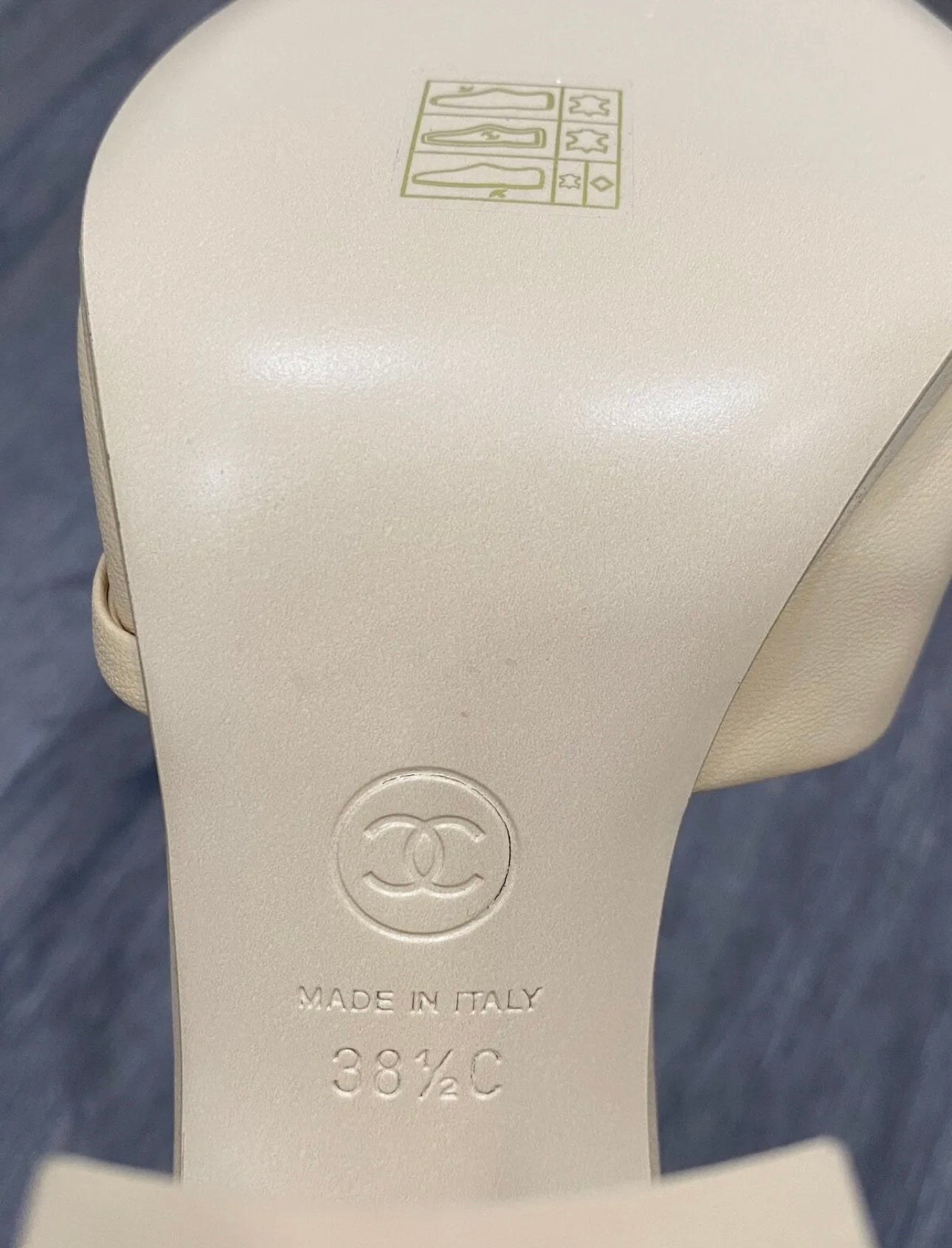 CHANEL BEIGE LEATHER PEARL CC LOGO HEELS SANDALS SHOES