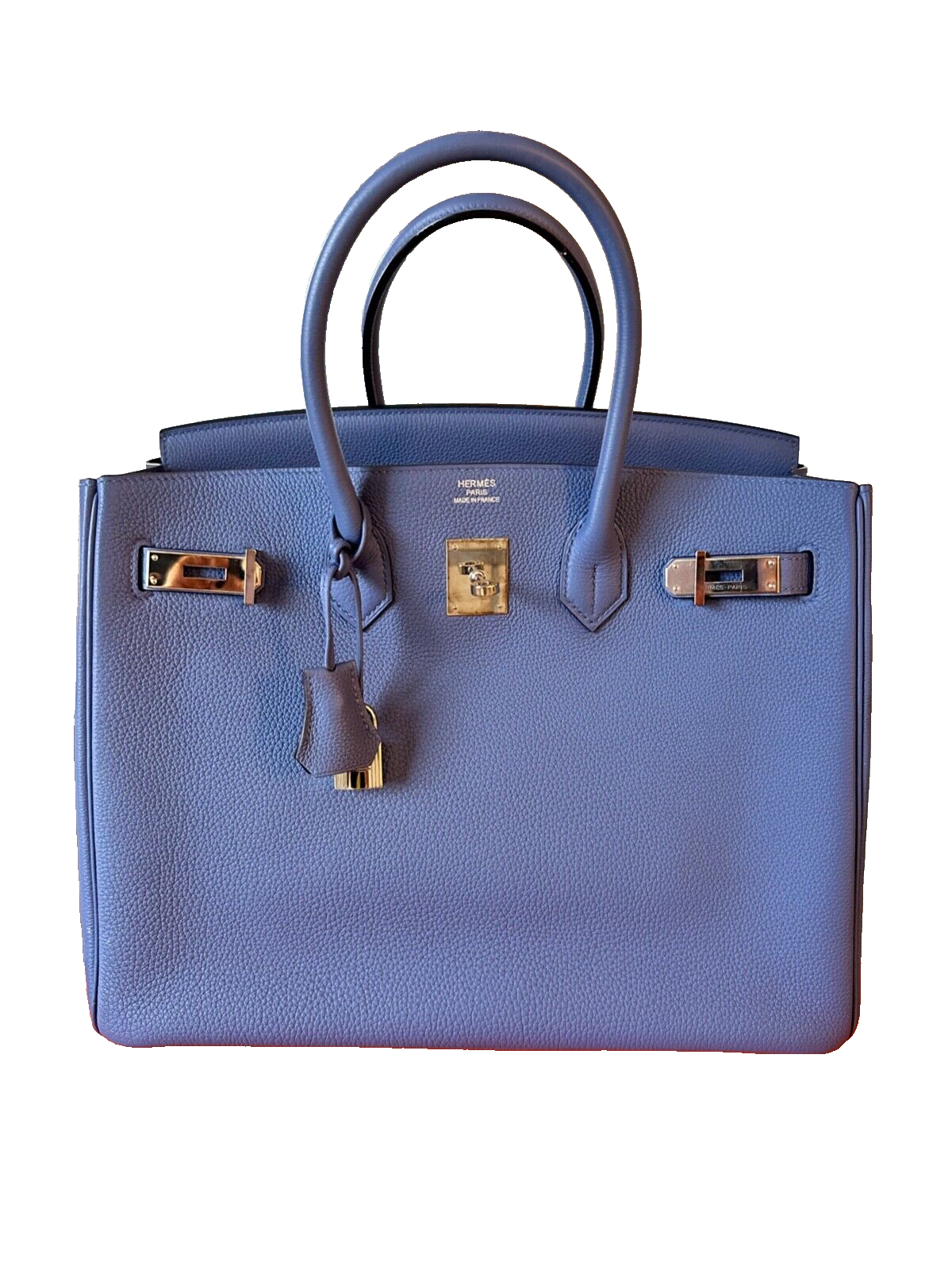 Hermes Birkin 35 Blue Bleau Brighton Togo Leather Palladium Hardware PHW Pre-Owned Bag Handbag