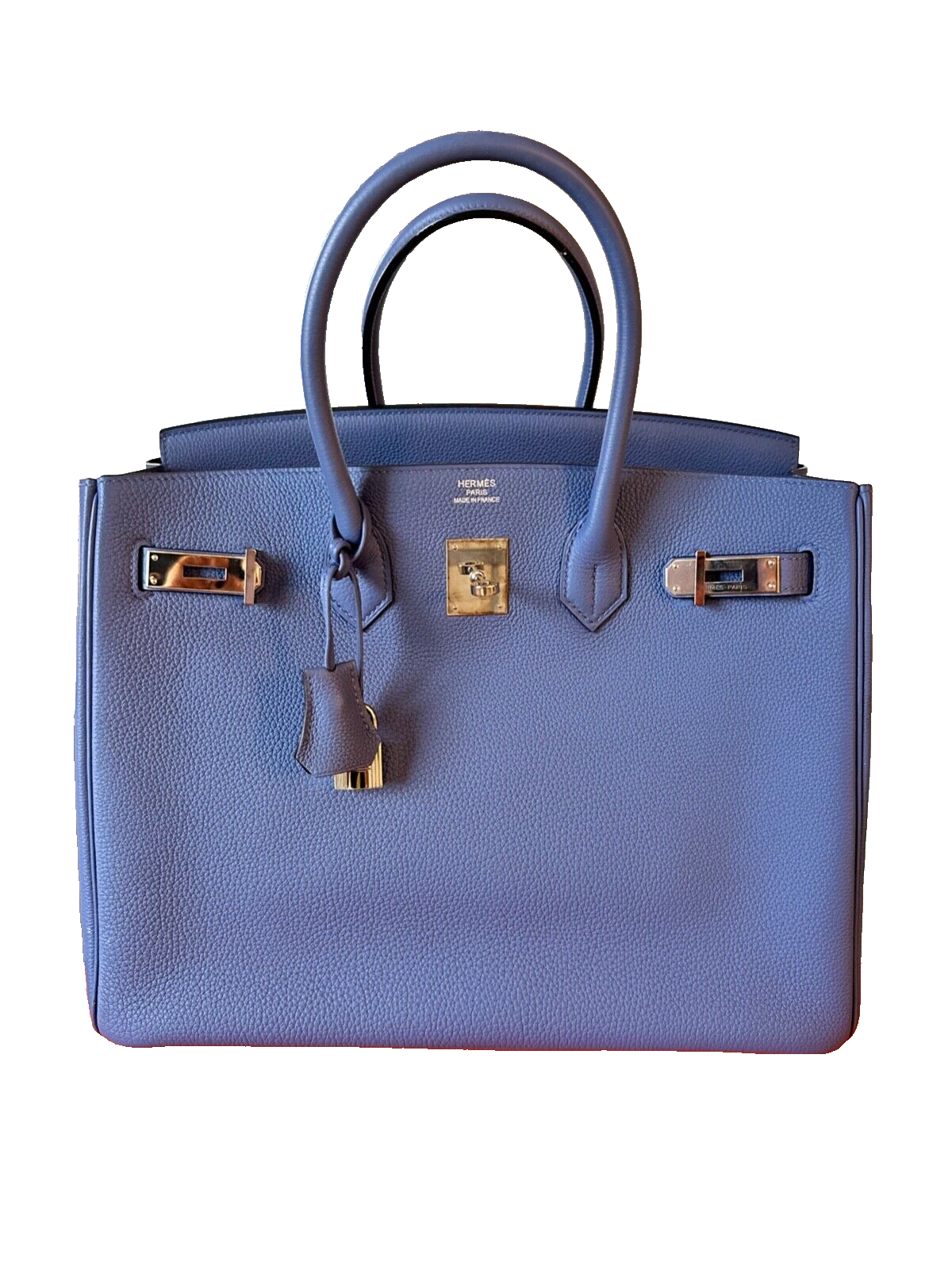 Hermes Birkin 35 Blue Bleu Brighton Togo Leather Palladium Hardware PHW Pre-Owned Bag Handbag