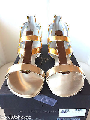 GIUSEPPE ZANOTTI METALLIC FLAT GLADIATOR GOLD SILVER SANDALS SHOES