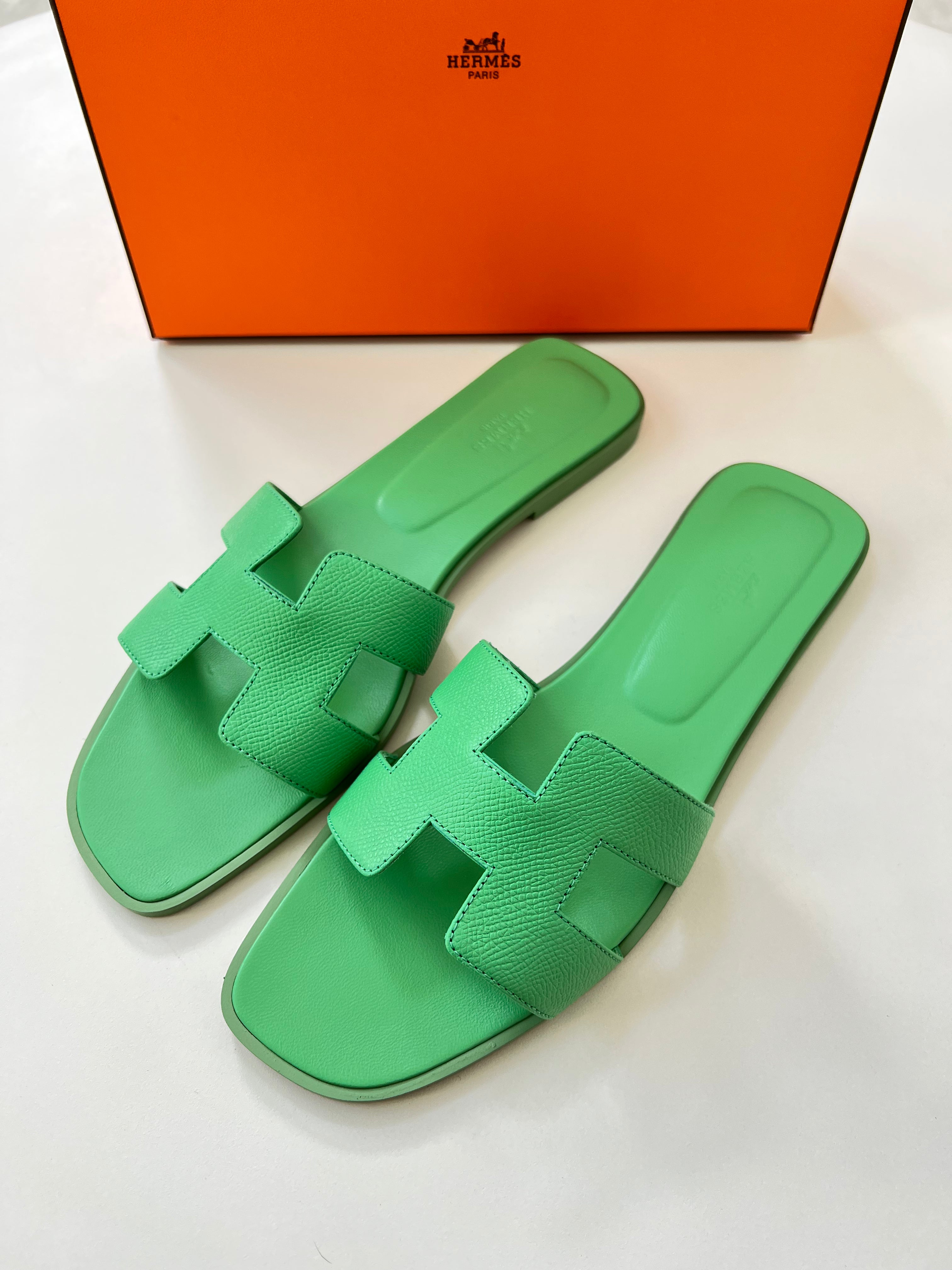 Hermes green slides Clearance