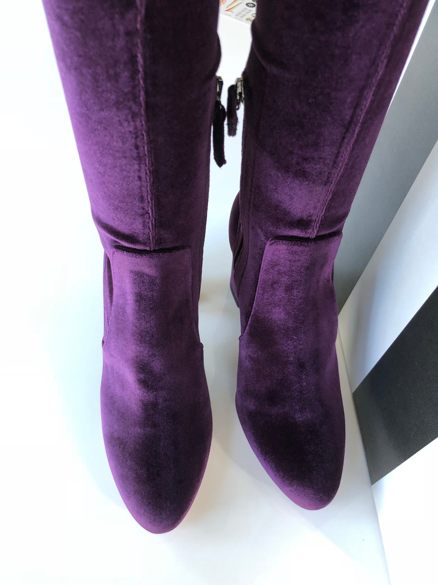 AQUAZZURA VELVET 85 THIGH HIGH PURPLE SO ME ZIP OVER KNEE BOOT BOOTS