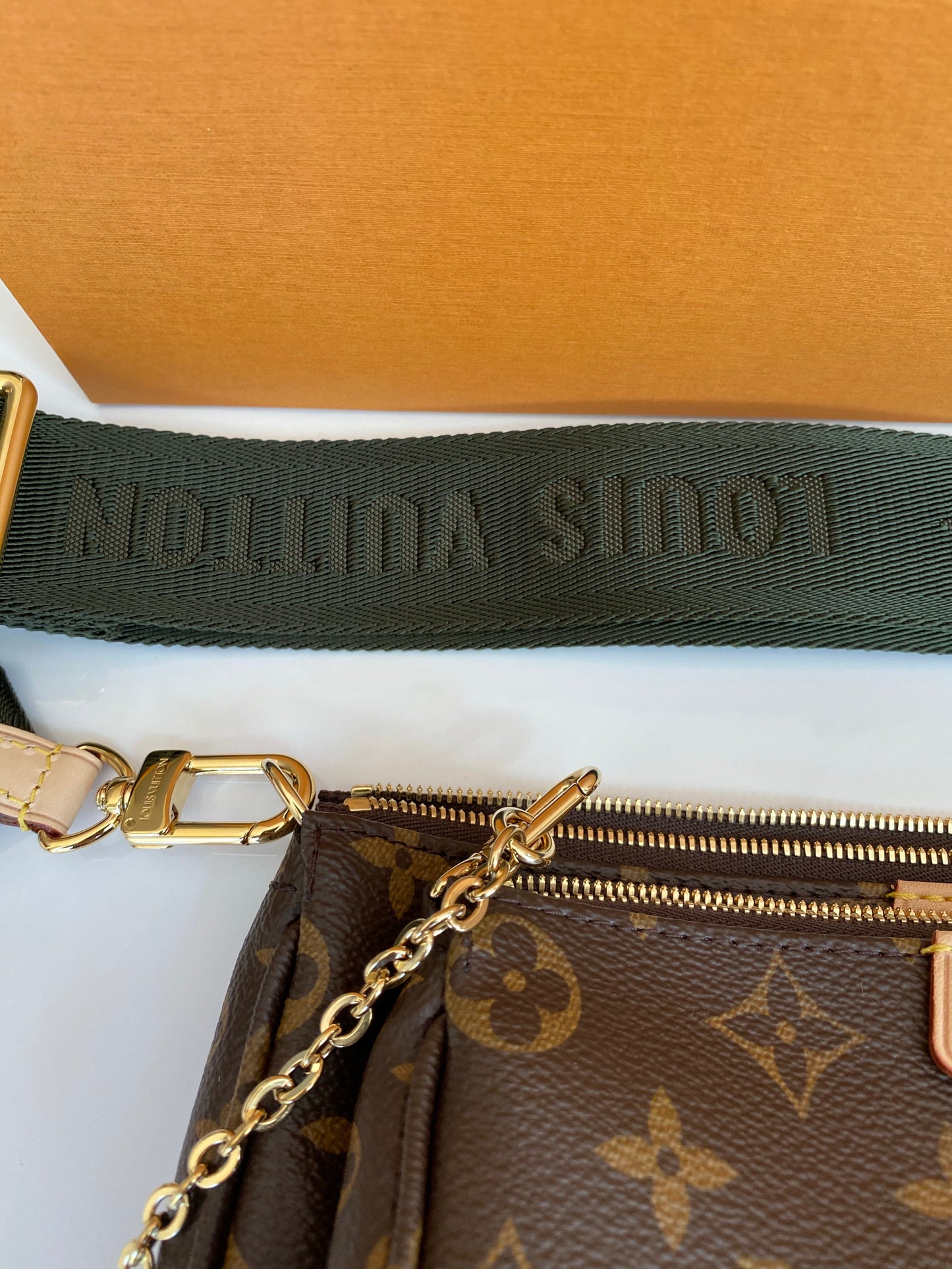 Louis Vuitton Multi Pochette Brown LV Print Khaki Green Strap Cross Body Bag Accessories