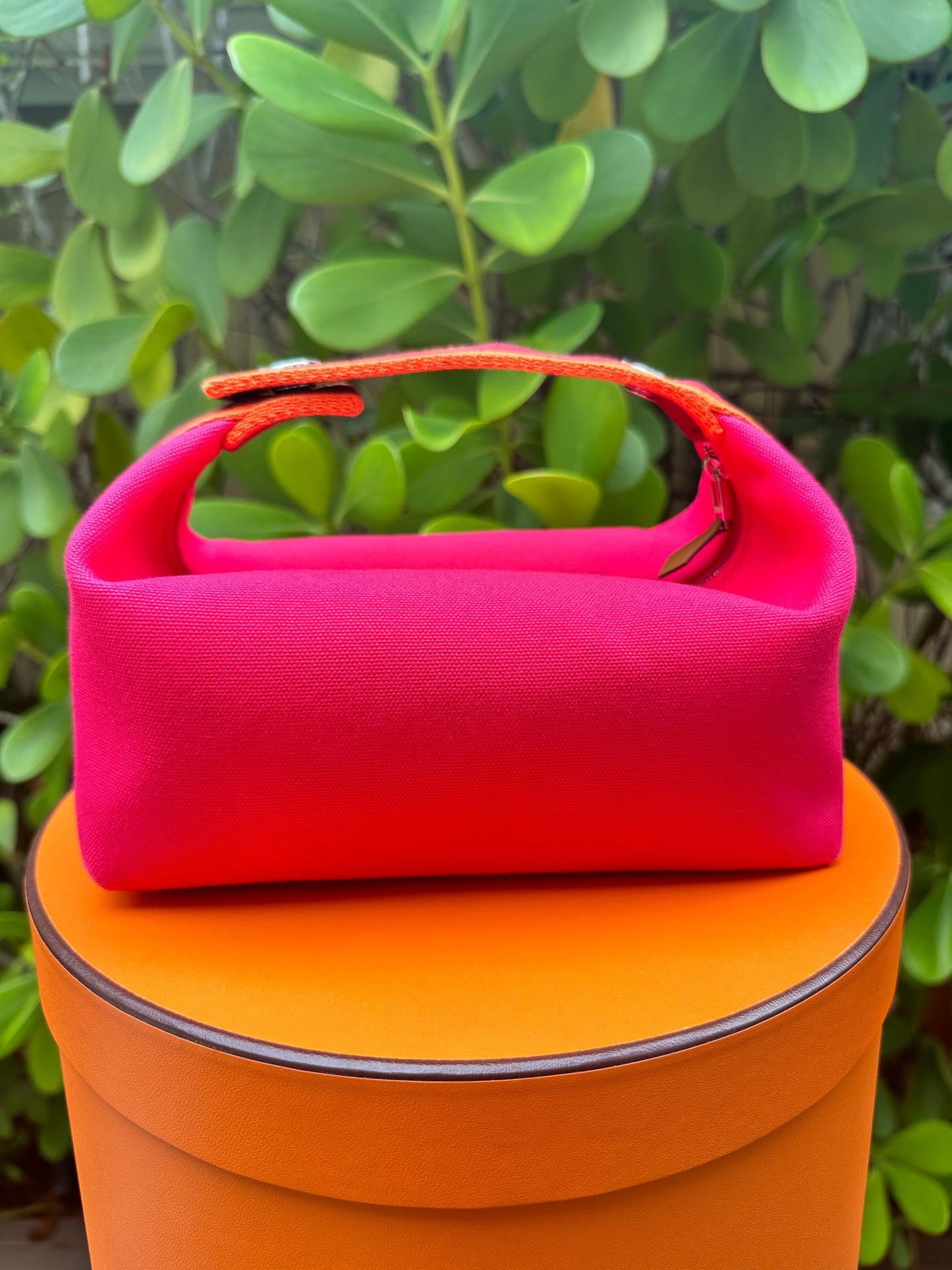 Hermes Bride-A-Brac Case PM Canvas Hibiscus Pink Pouch Small Model