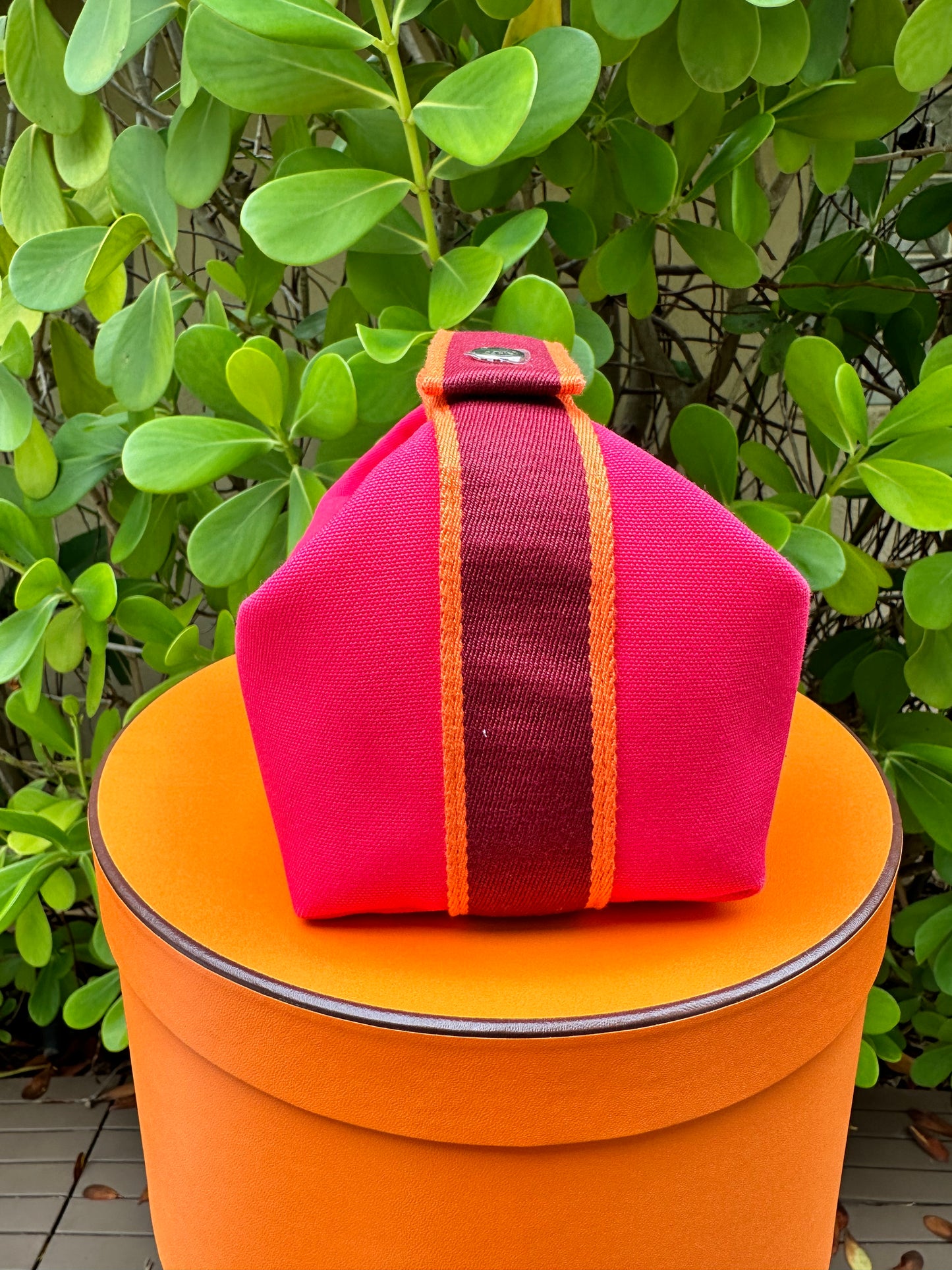 Hermes Bride-A-Brac Case PM Canvas Hibiscus Pink Pouch Small Model