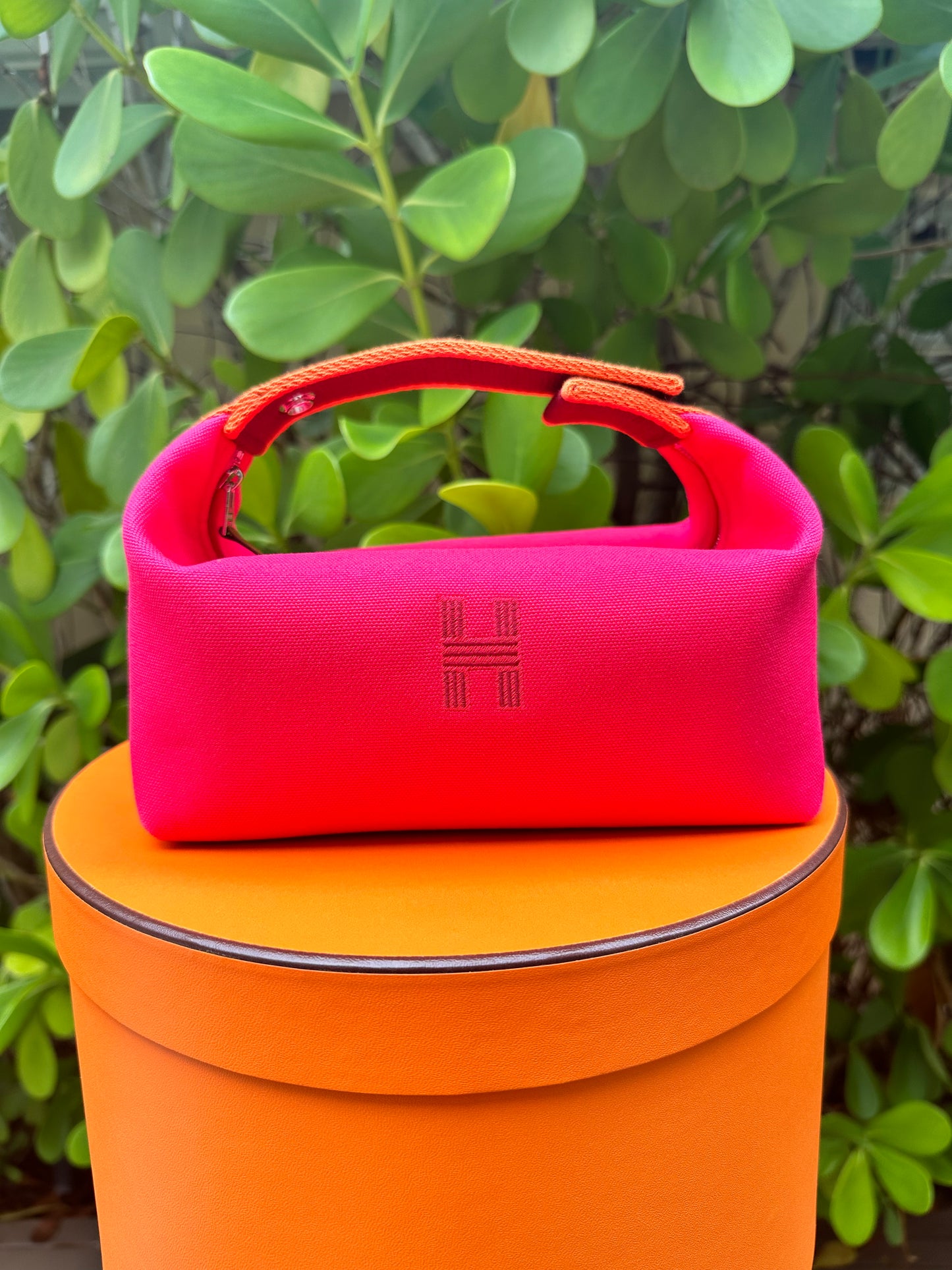 Hermes Bride-A-Brac Case PM Canvas Hibiscus Pink Pouch Small Model