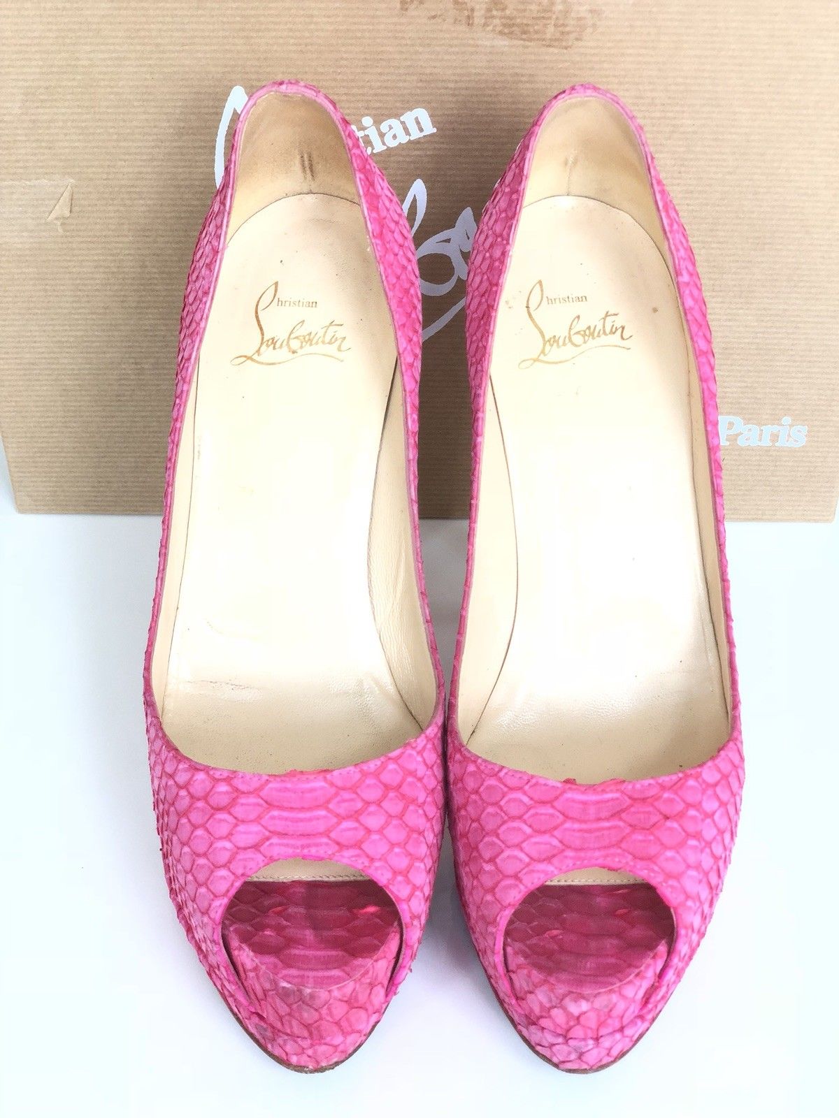 CHRISTIAN LOUBOUTIN ALTADAMA 140 WATERSNAKE GRENADINE SNAKE PINK PUMP SHOES