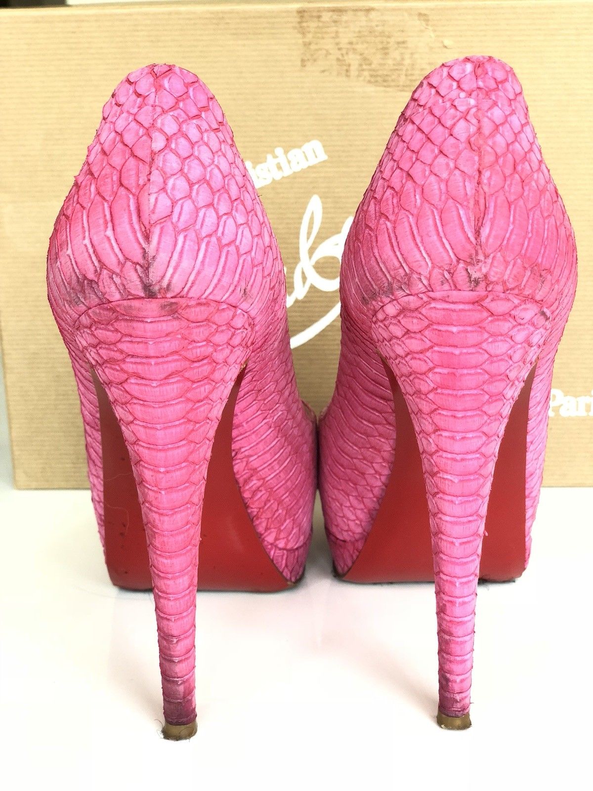 CHRISTIAN LOUBOUTIN ALTADAMA 140 WATERSNAKE GRENADINE SNAKE PINK PUMP SHOES