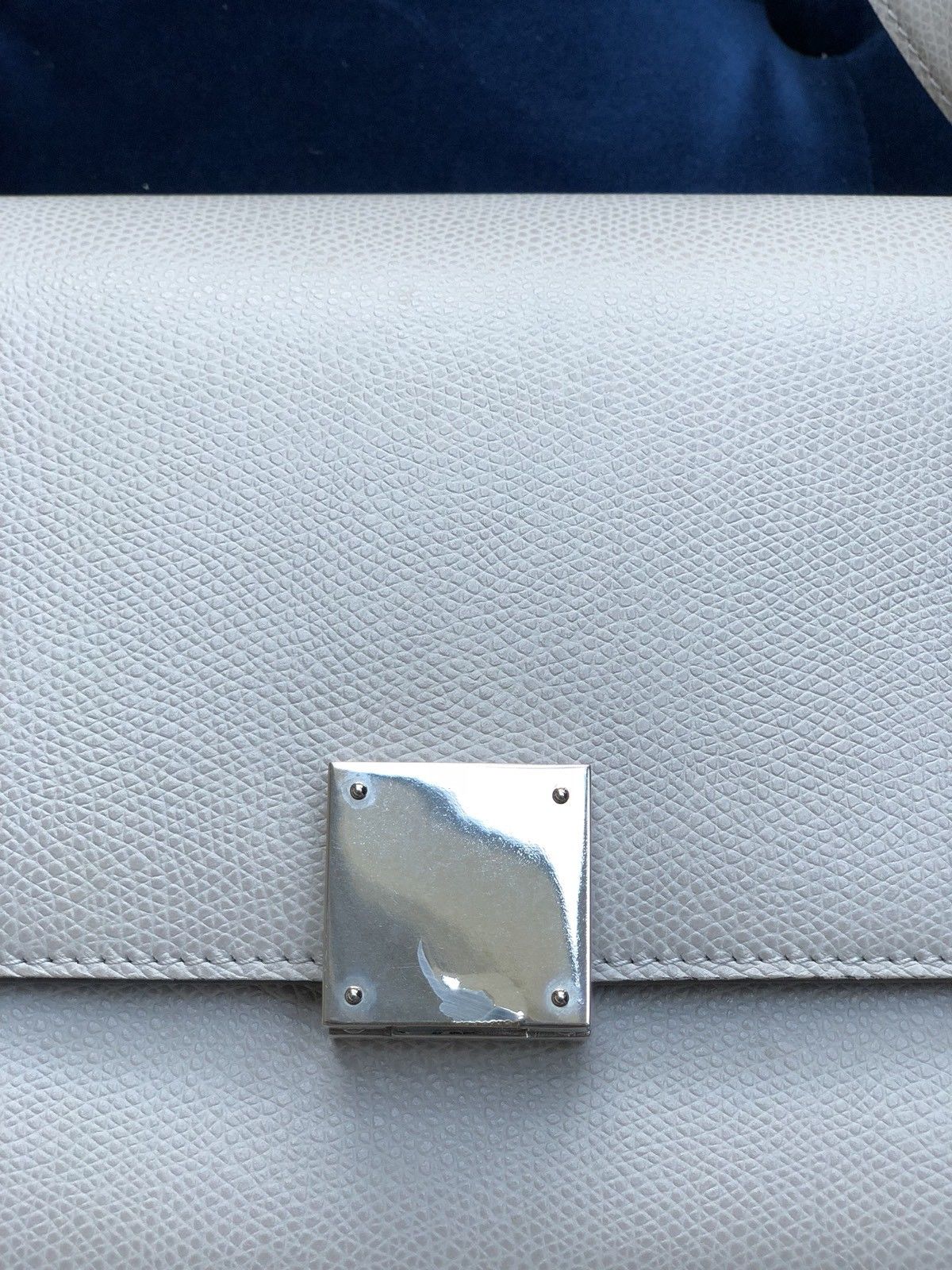 Celine Case Medium Light Gray Grey PHW Leather Flap Shoulder Handbag Bag