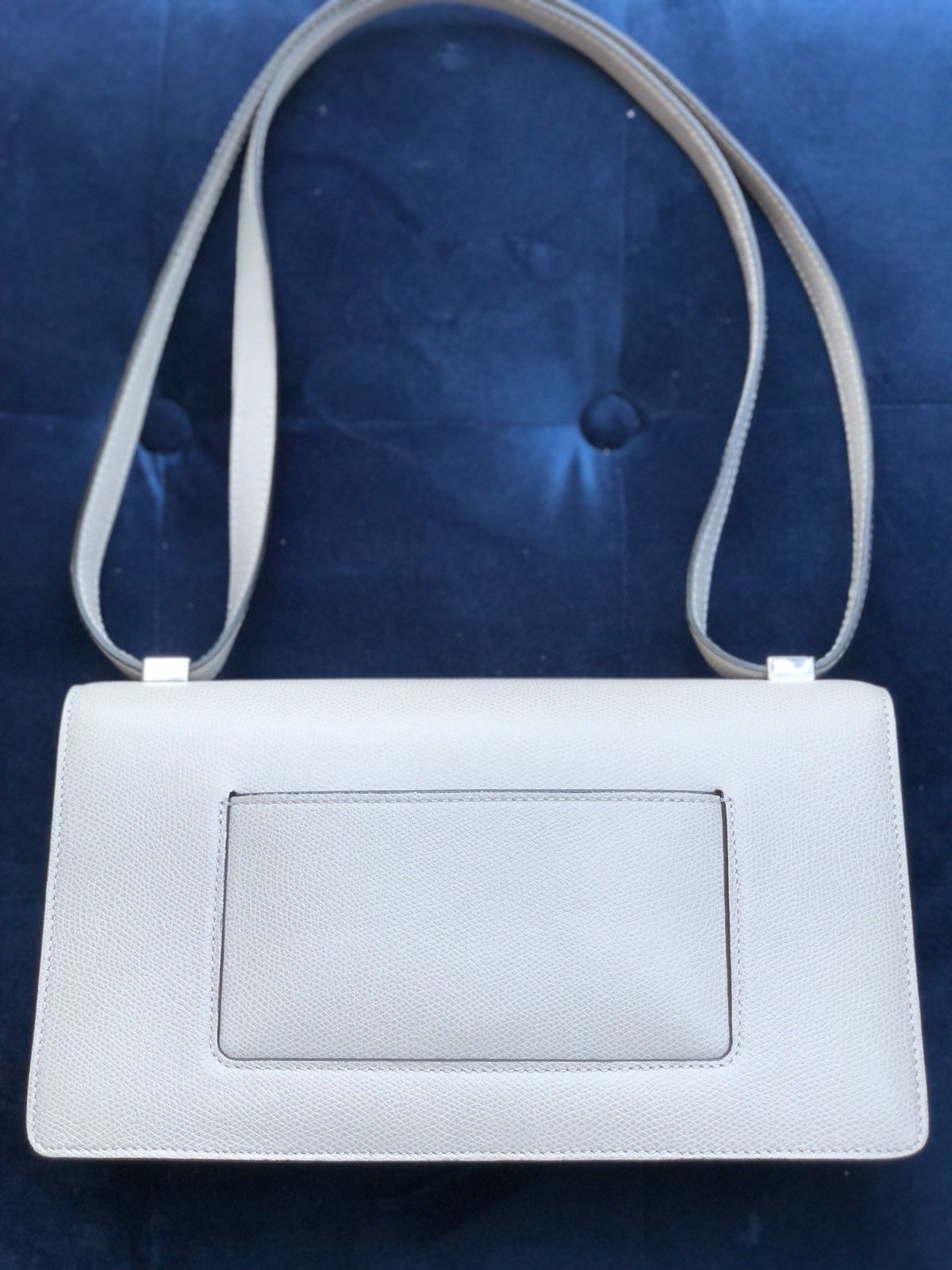 Celine Case Medium Light Gray Grey PHW Leather Flap Shoulder Handbag Bag