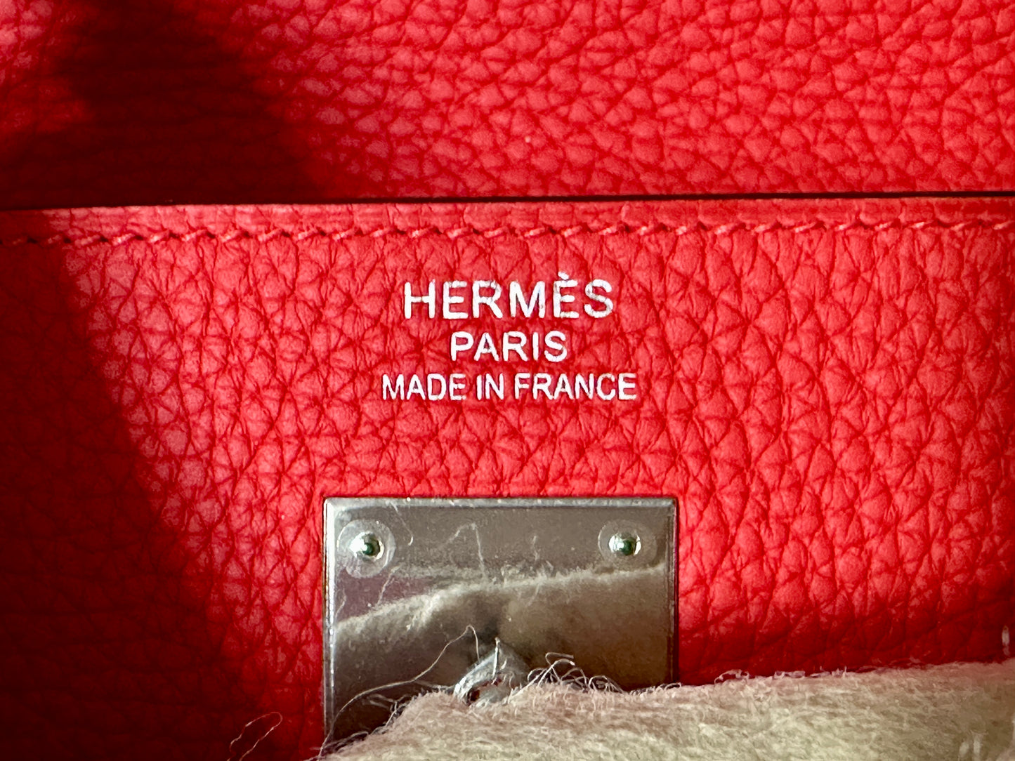 Hermes Kelly 35 Rouge Tomate Red Retourne Togo Leather Palladium Hardware PHW Bag Handbag