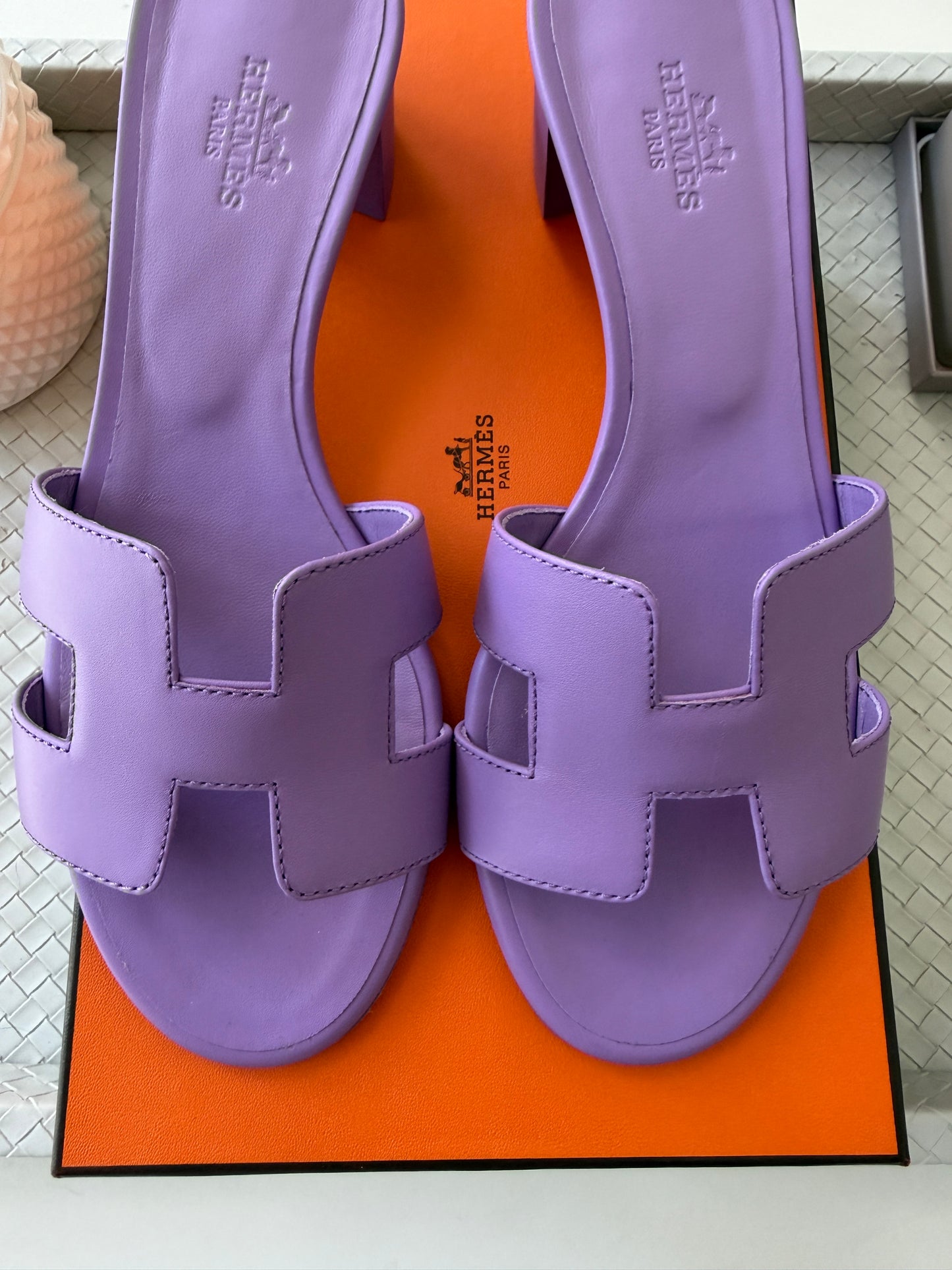 HERMES H OASIS VIOLET PARME SANDALS MULE FLIP FLOPS SHOES SLIDES