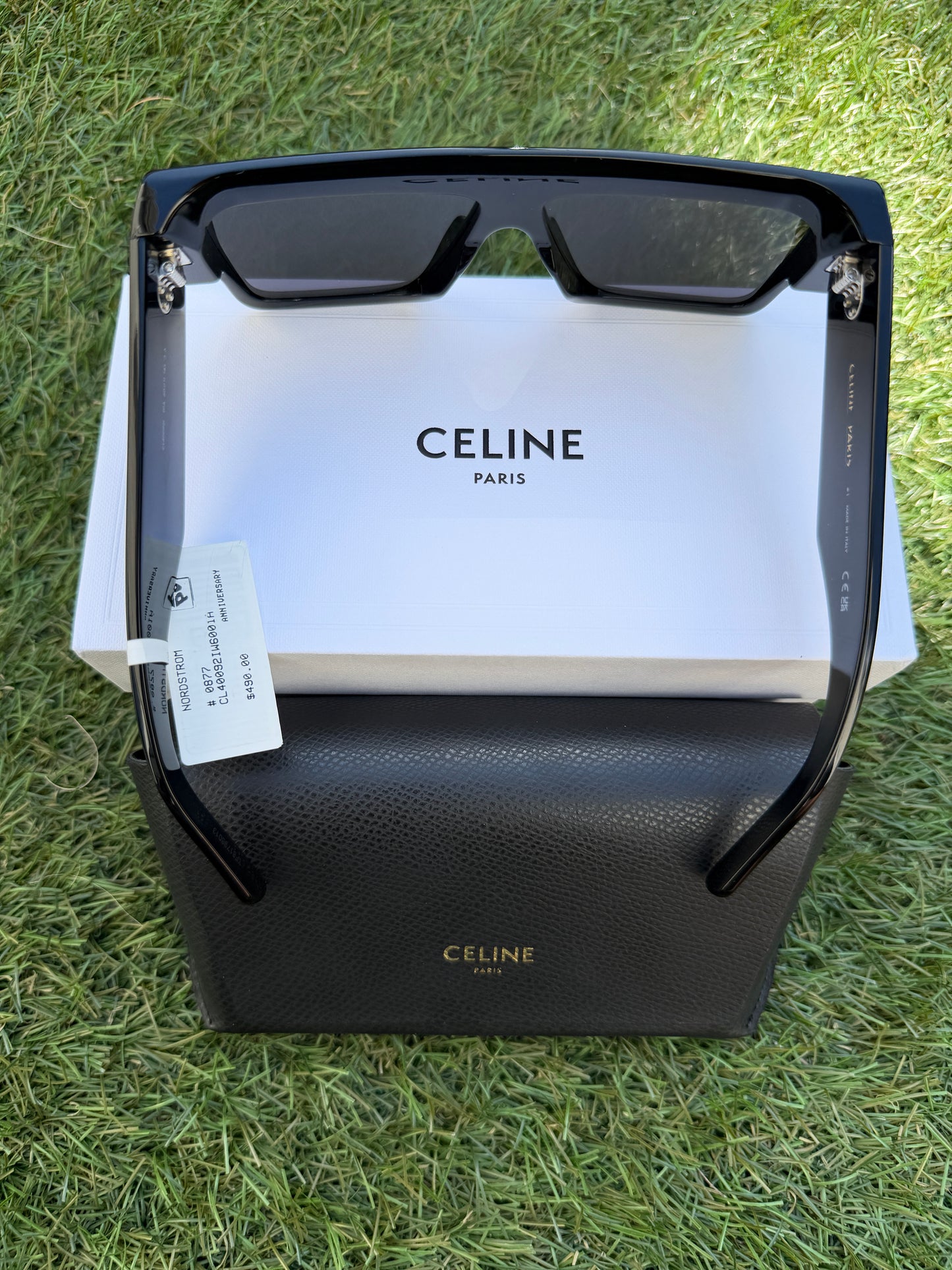 CELINE ICONIC BOLD 3 DOTS 60MM BLACK SMOKE FLAT TOP SQUARE SUNGLASSES
