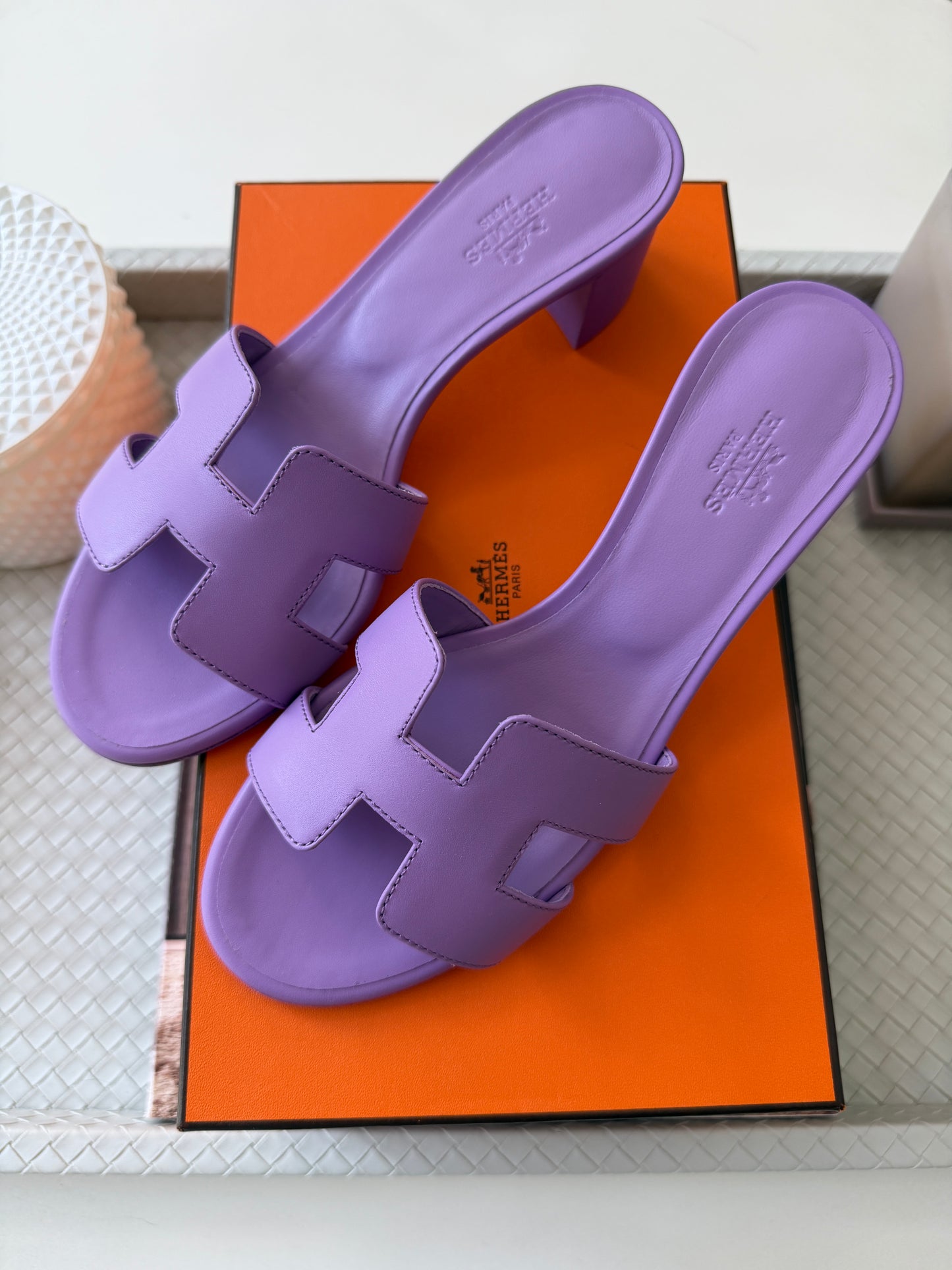 HERMES H OASIS VIOLET PARME SANDALS MULE FLIP FLOPS SHOES SLIDES