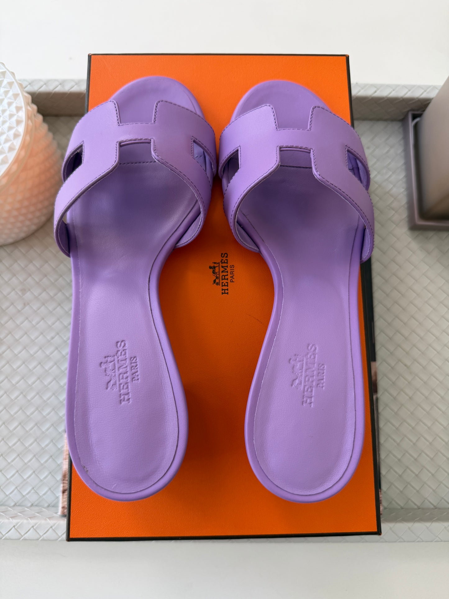 HERMES H OASIS VIOLET PARME SANDALS MULE FLIP FLOPS SHOES SLIDES