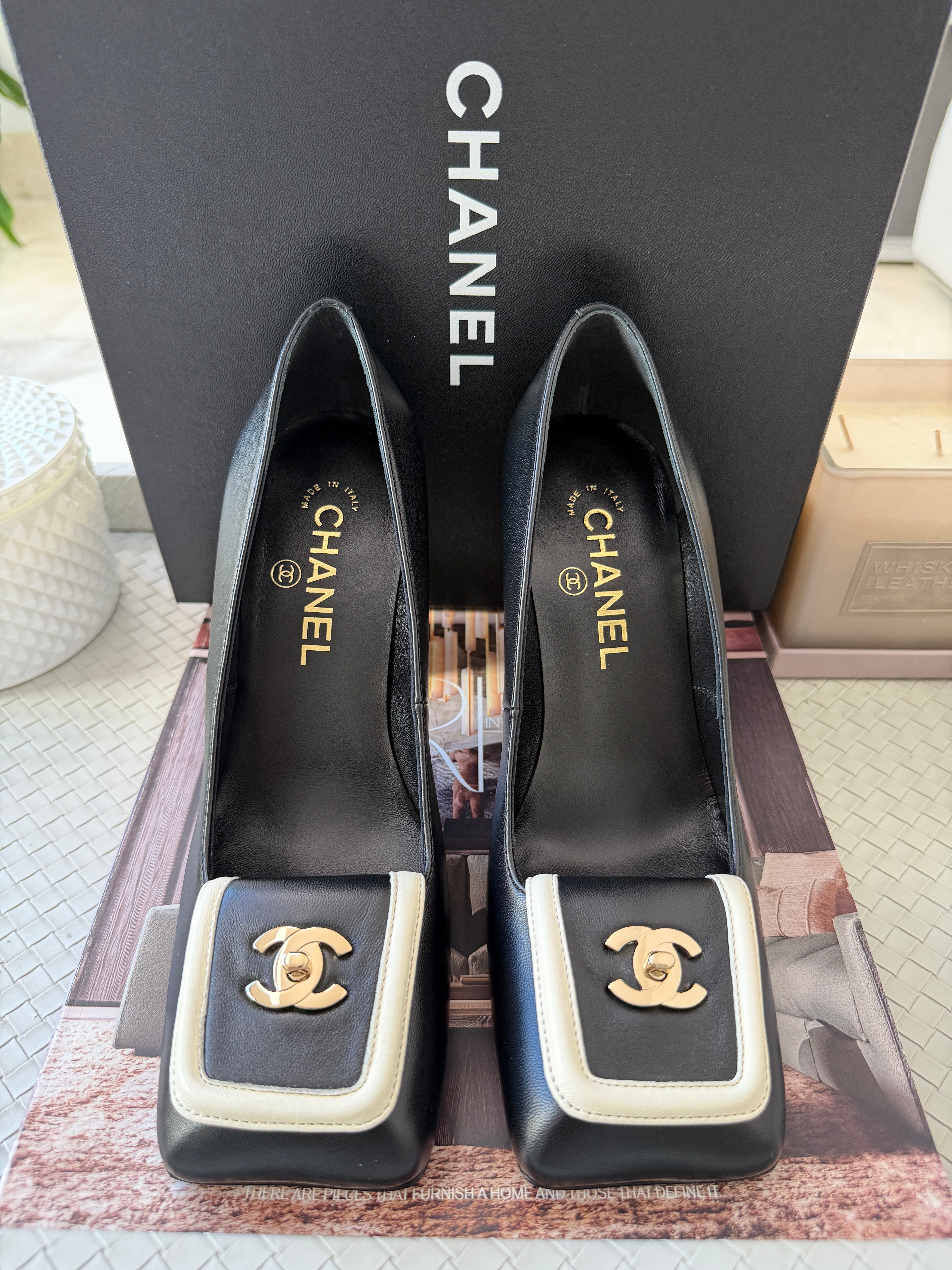 Chanel SS 26 Blazy Black Lambskin Square Toe CC Logo Turn-lock