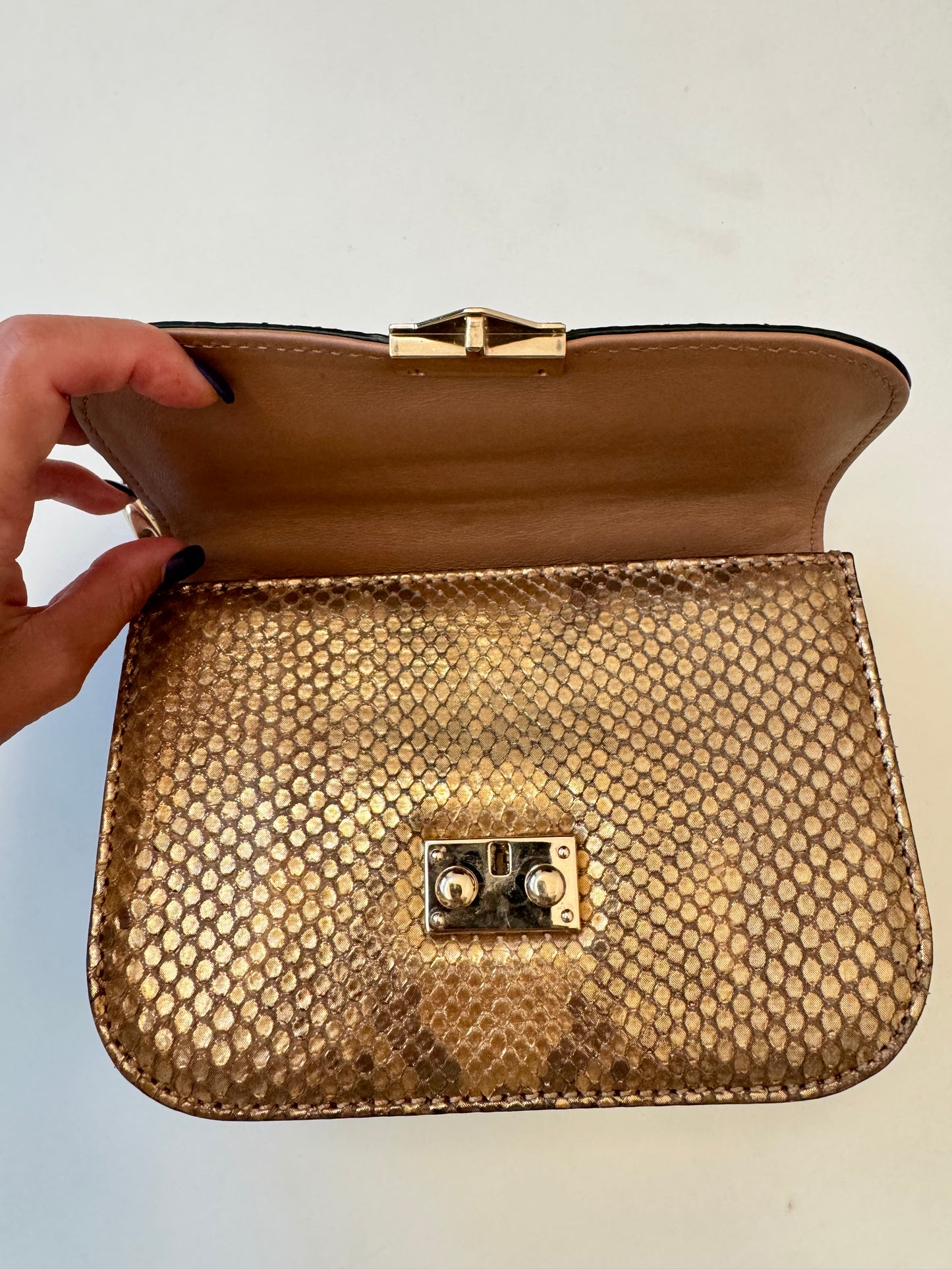 Valentino Garavani Rockstud Limited Edition Python Gold Cross Body Golden Bronze Bag Pre-Owned